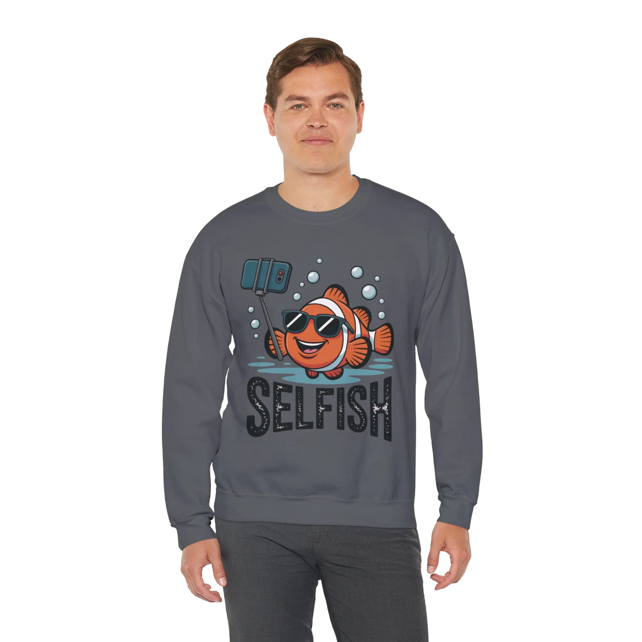 Unisex Heavy Blend™ Crewneck Sweatshirt, Mens Selfish Funny Fish Sweatshirt, Cute Selfie Pullover, Ocean Humor Top - Image 27