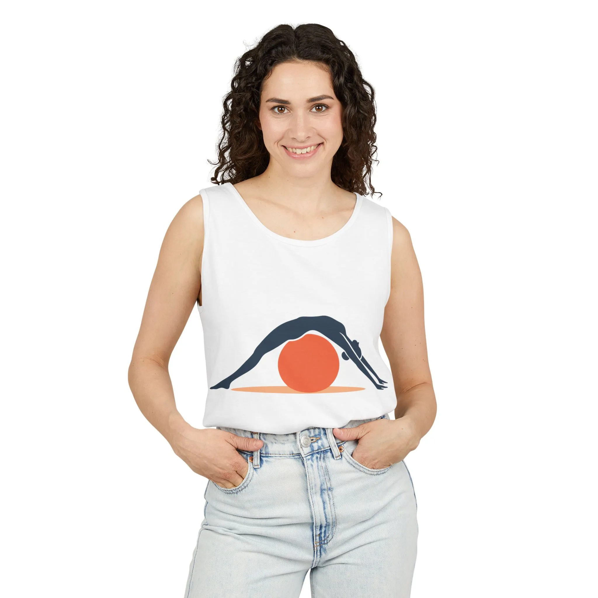 Womens Garment-Dyed Tank Top, Womens Pilates Tank Top, Yoga Fitness Graphic Top, Cute Workout Activewear Shirt - Image 5