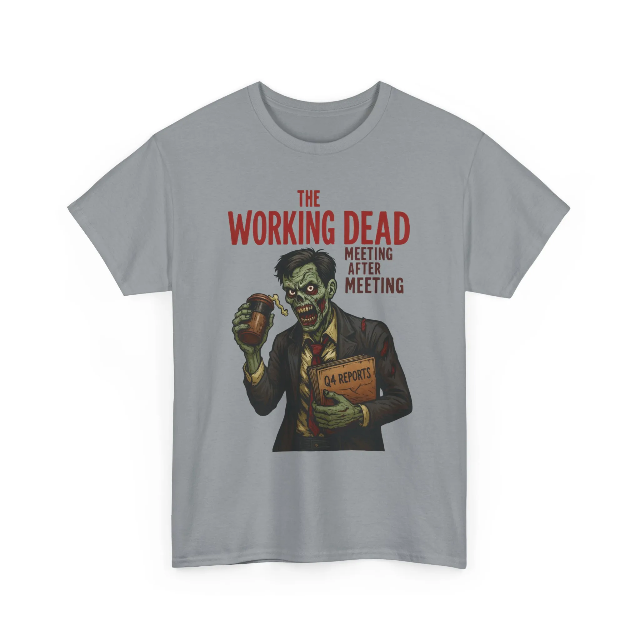 The Working Dead Men's Funny Zombie Work T-Shirt, Office Humor Tee, Meeting Joke Shirt, Halloween Office Tee - Image 3