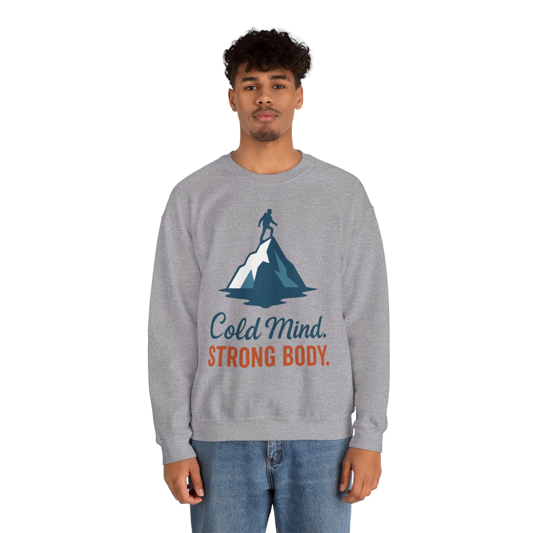 Mens Heavy Blend™ Crewneck Sweatshirt, Cold Mind Strong Body Sweatshirt, Nordic Mountain Minimalist Pullover - Image 15