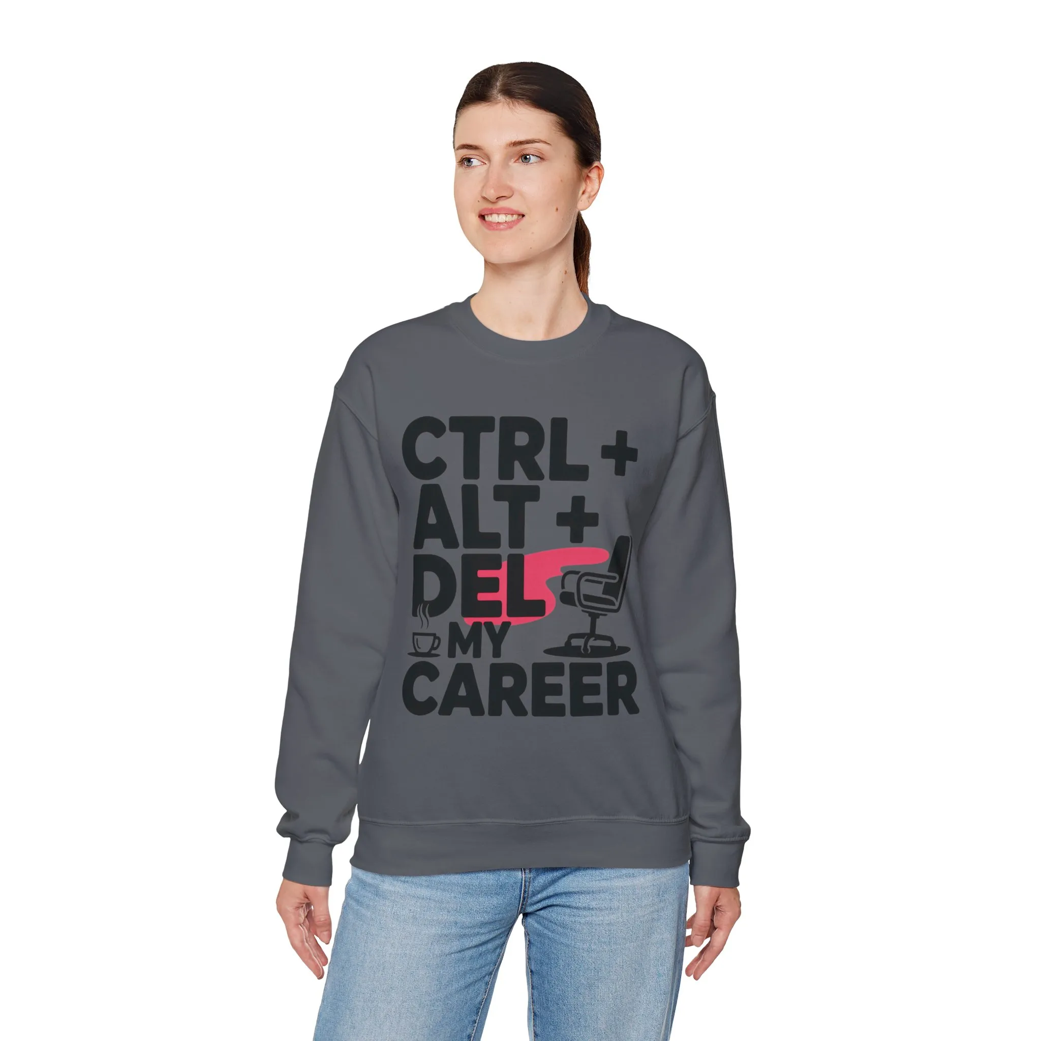 Ctrl Alt Del My Career Sweatshirt, Sarcastic Workwear Graphic Pullover, Funny Office Top, Women's Heavy Blend⢠Crewneck Sweatshirt - Image 18