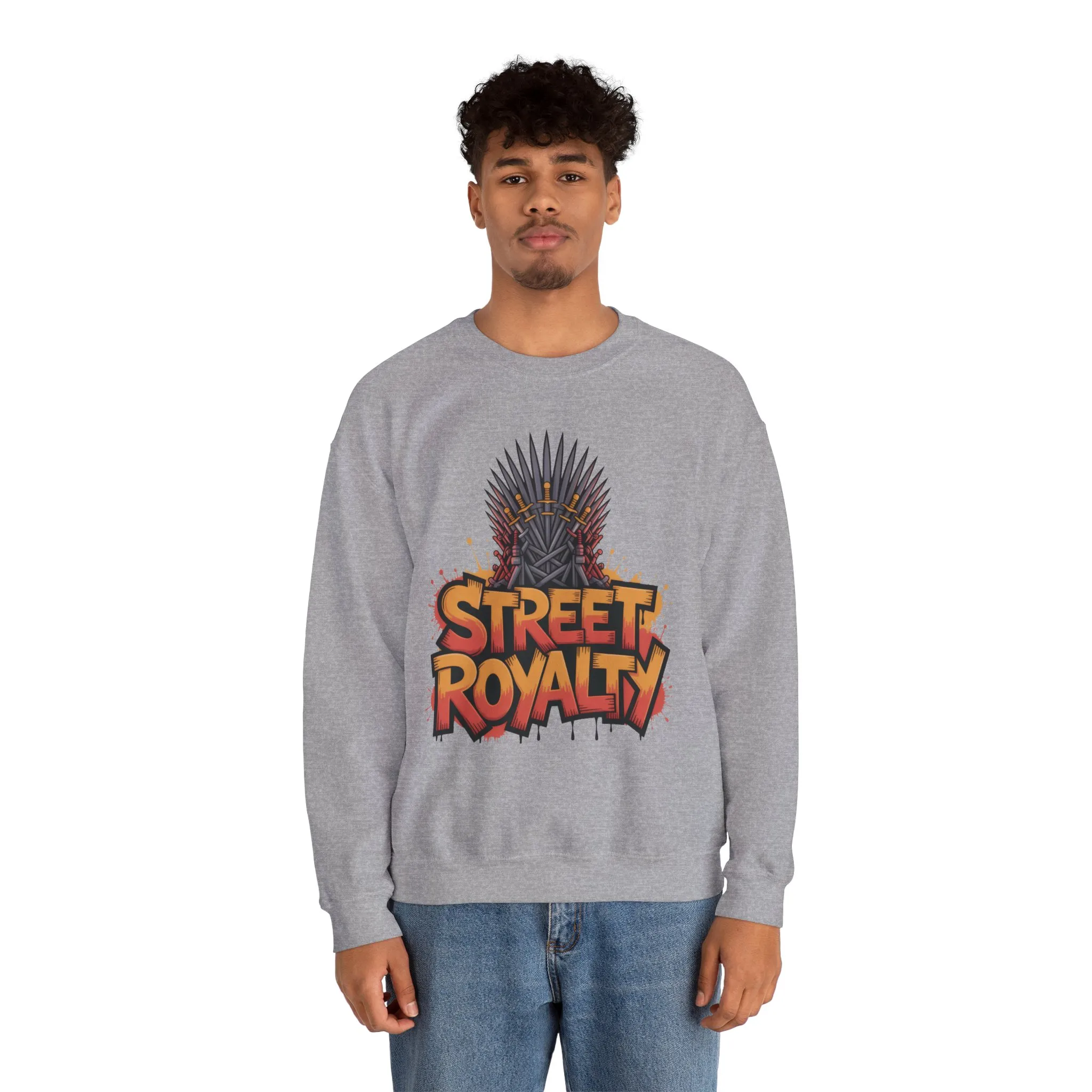 Street Royalty Men's Crewneck Sweatshirt, Graffiti Crown Graphic Pullover, Urban Streetwear Top for Men - Image 7