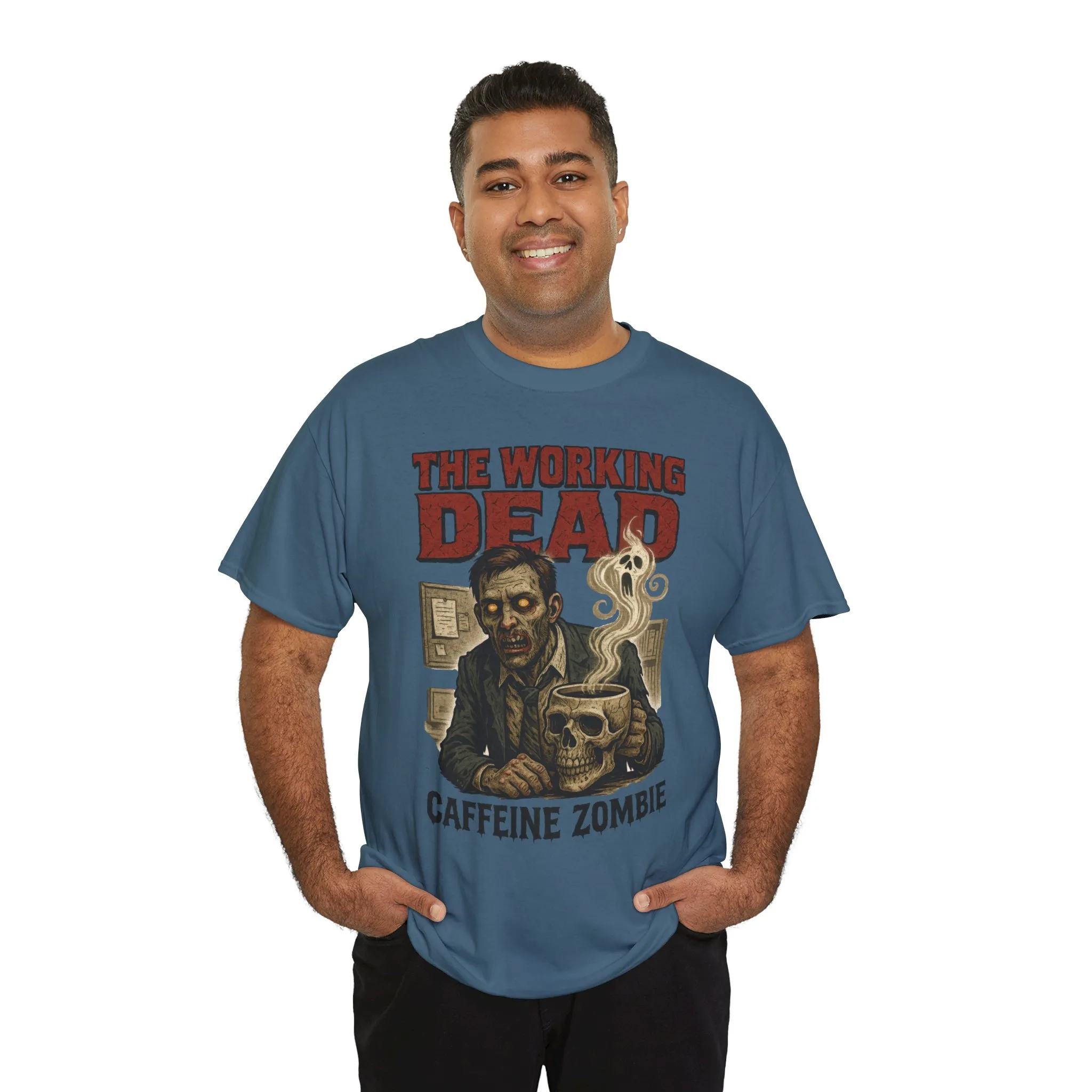 The Working Dead Men's Funny Zombie Work T-Shirt, Office Humor Tee, Halloween Office Tee, Coffee Zombie Shirt - Image 19