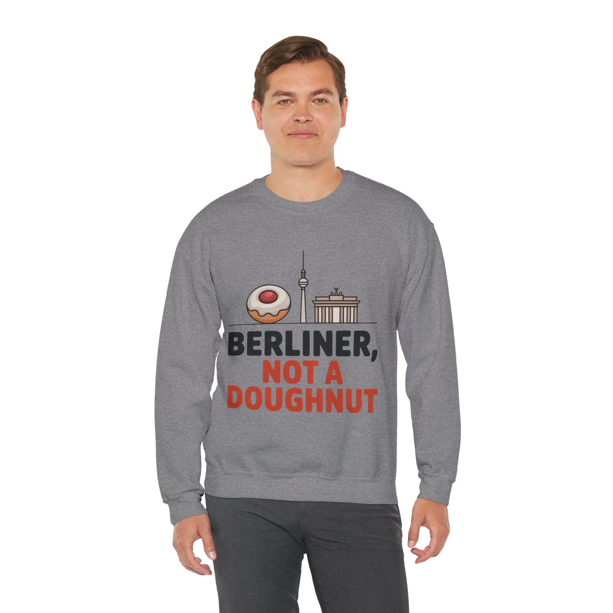 Mens Heavy Blend™ Crewneck Sweatshirt, Berliner Not a Doughnut Funny Berlin Mens Sweatshirt - Image 15