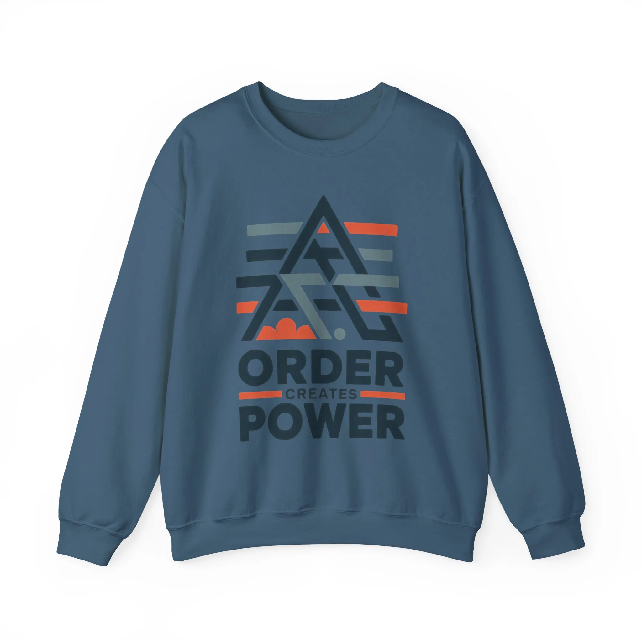 Mens Sweatshirt Order Creates Power, Minimal Geometric Motivational Graphic Pullover, Heavy Blend™ Crewneck Sweatshirt - Image 21