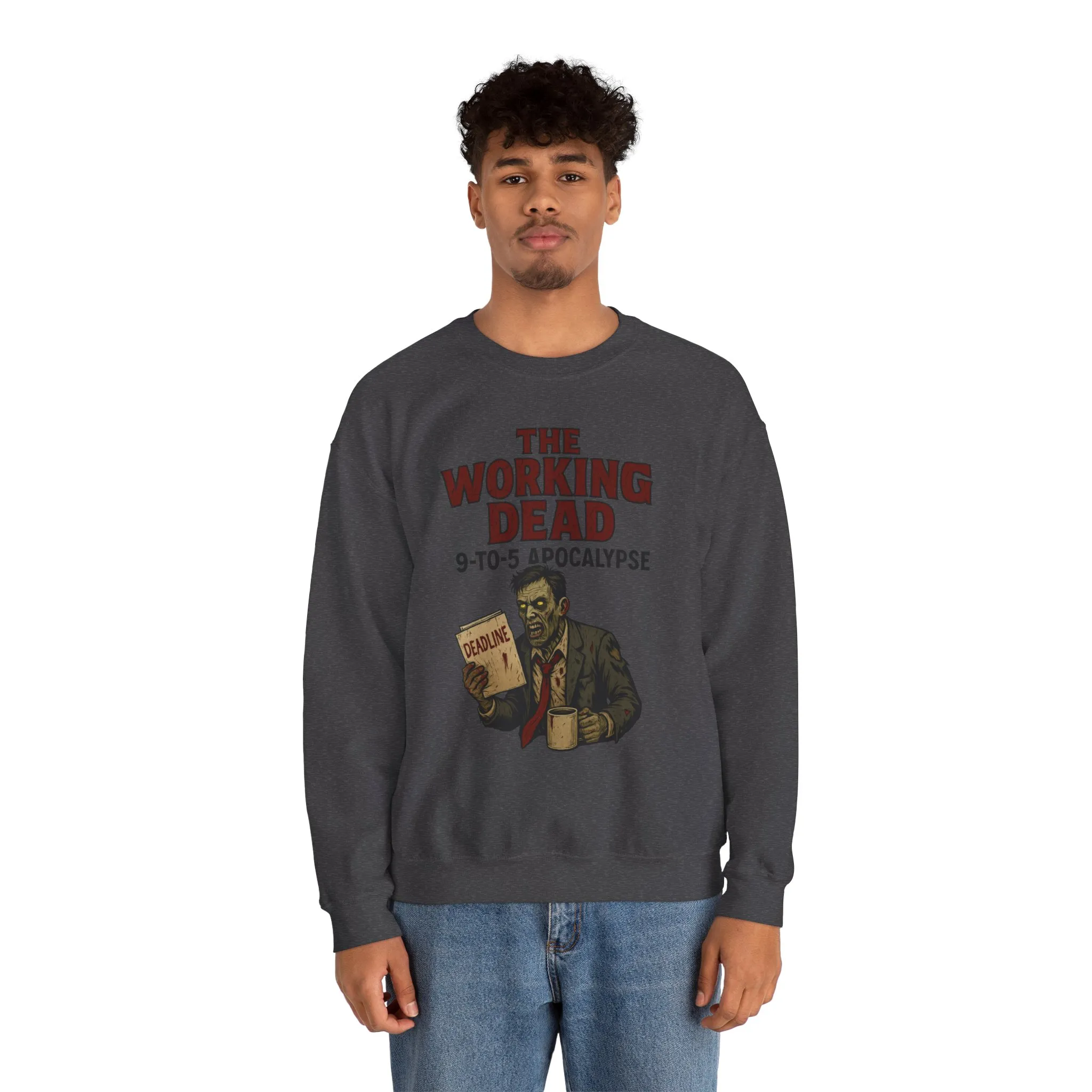 Men's The Working Dead 9-to-5 Apocalypse Sweatshirt, Funny Office Zombie Horror Pullover, Halloween Zombie Work Top - Image 14