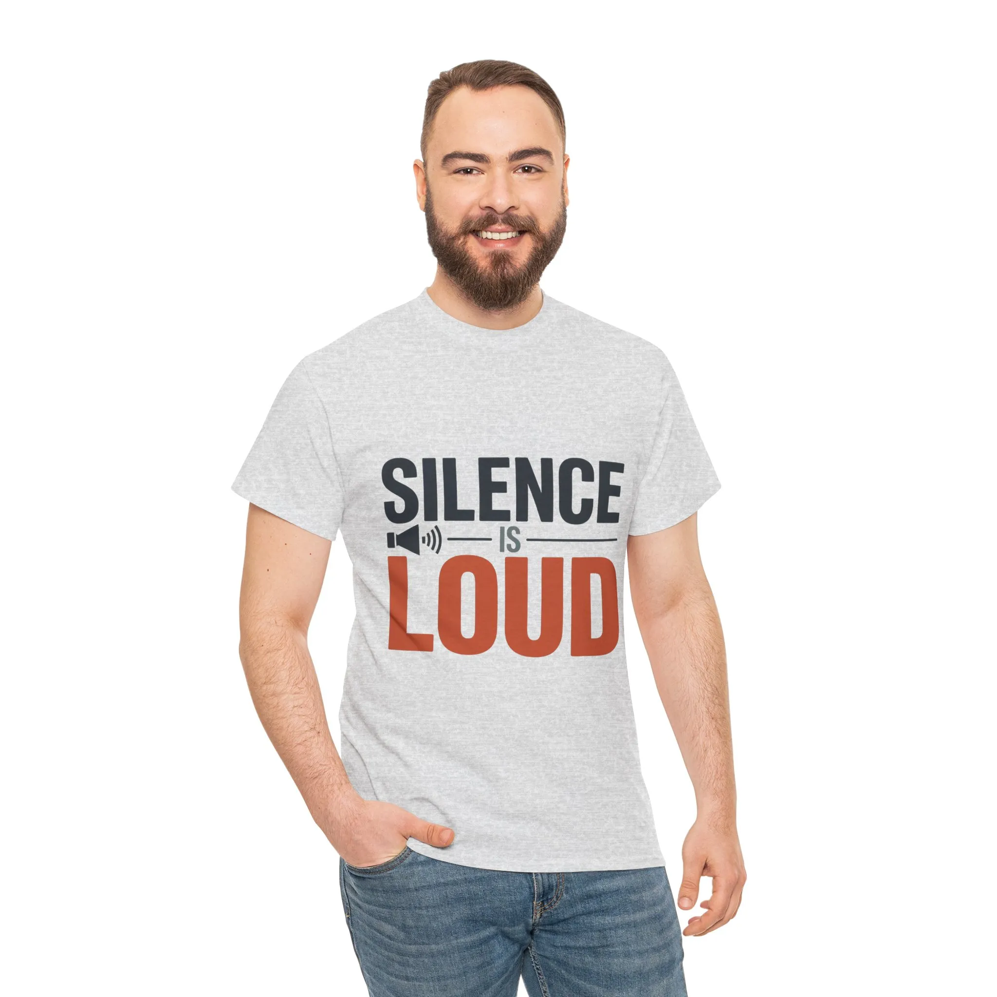 Silence Is Loud Motivational Quote Mens T-Shirt, Silence Tee, ironic Tee, Graphic Tee - Image 5