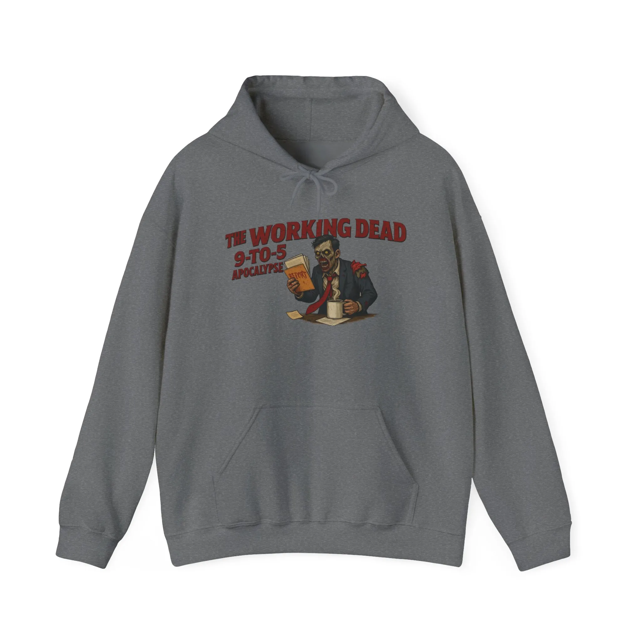 The Working Dead 9-to-5 Apocalypse Hoodie, Men's Horror Office Zombie Sweatshirt, Halloween Zombie Work Top - Image 2