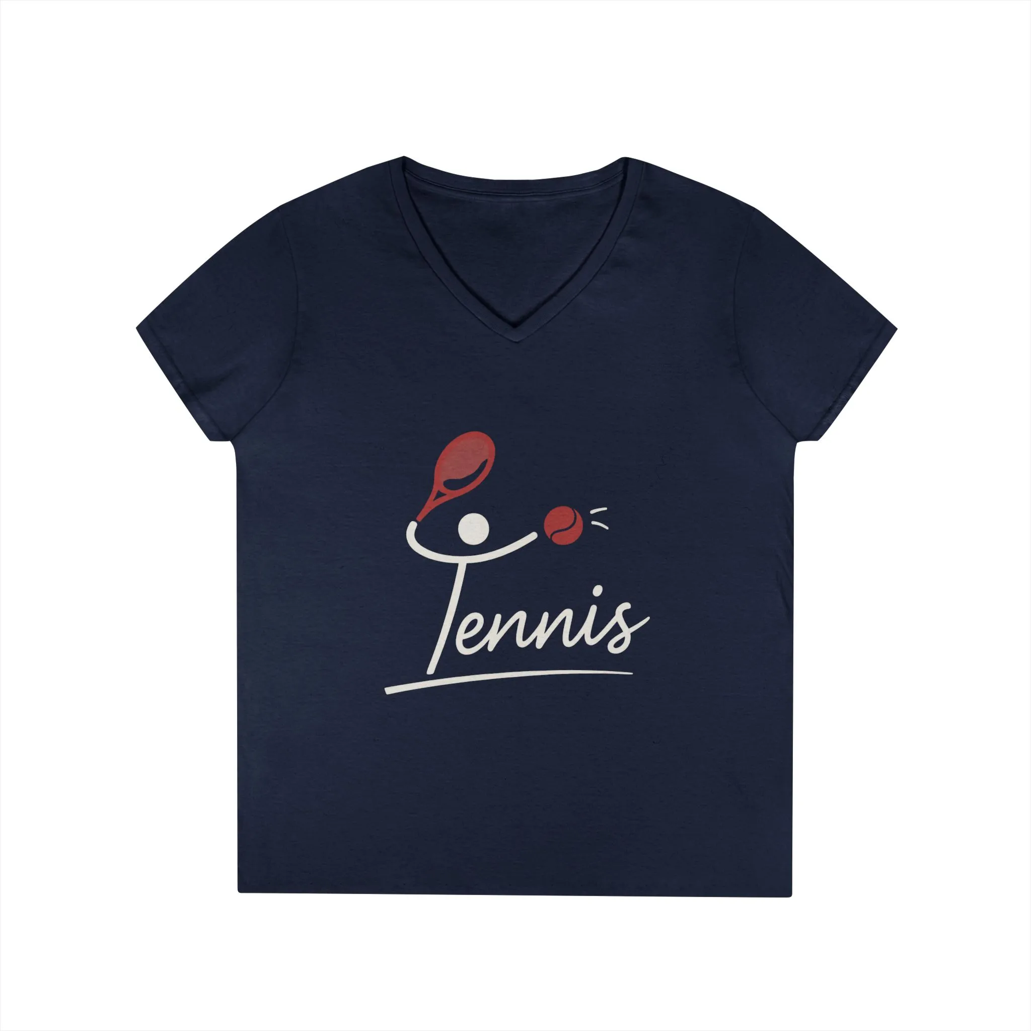 Ladies' V-Neck T-Shirt, Womens Tennis Graphic T-Shirt, Cute Sports Tee, Funny Workout Gym Top for Women - Image 2