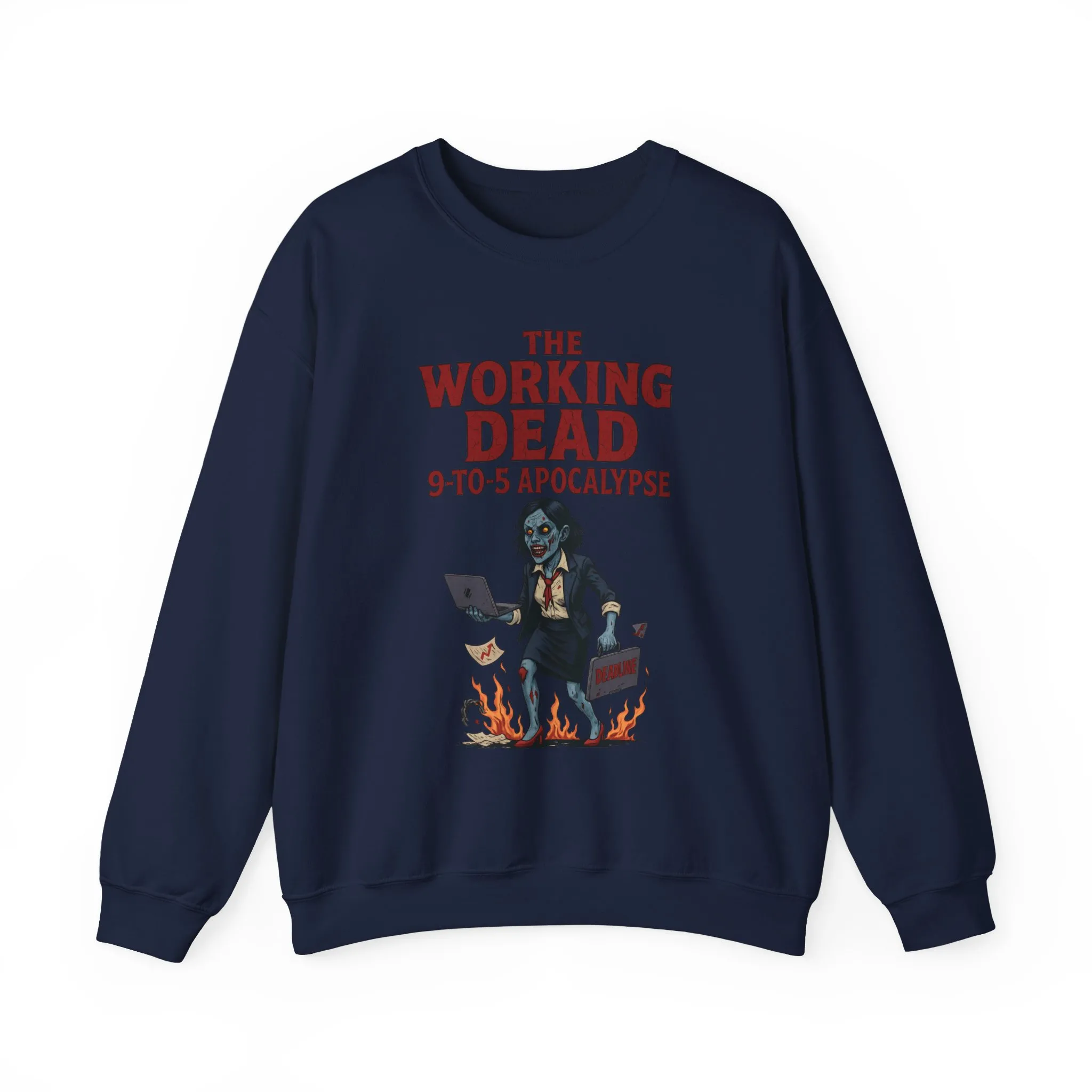 Women's The Working Dead 9-to-5 Apocalypse Sweatshirt, Funny Office Zombie Horror Pullover, Halloween Zombie Work Top - Image 22
