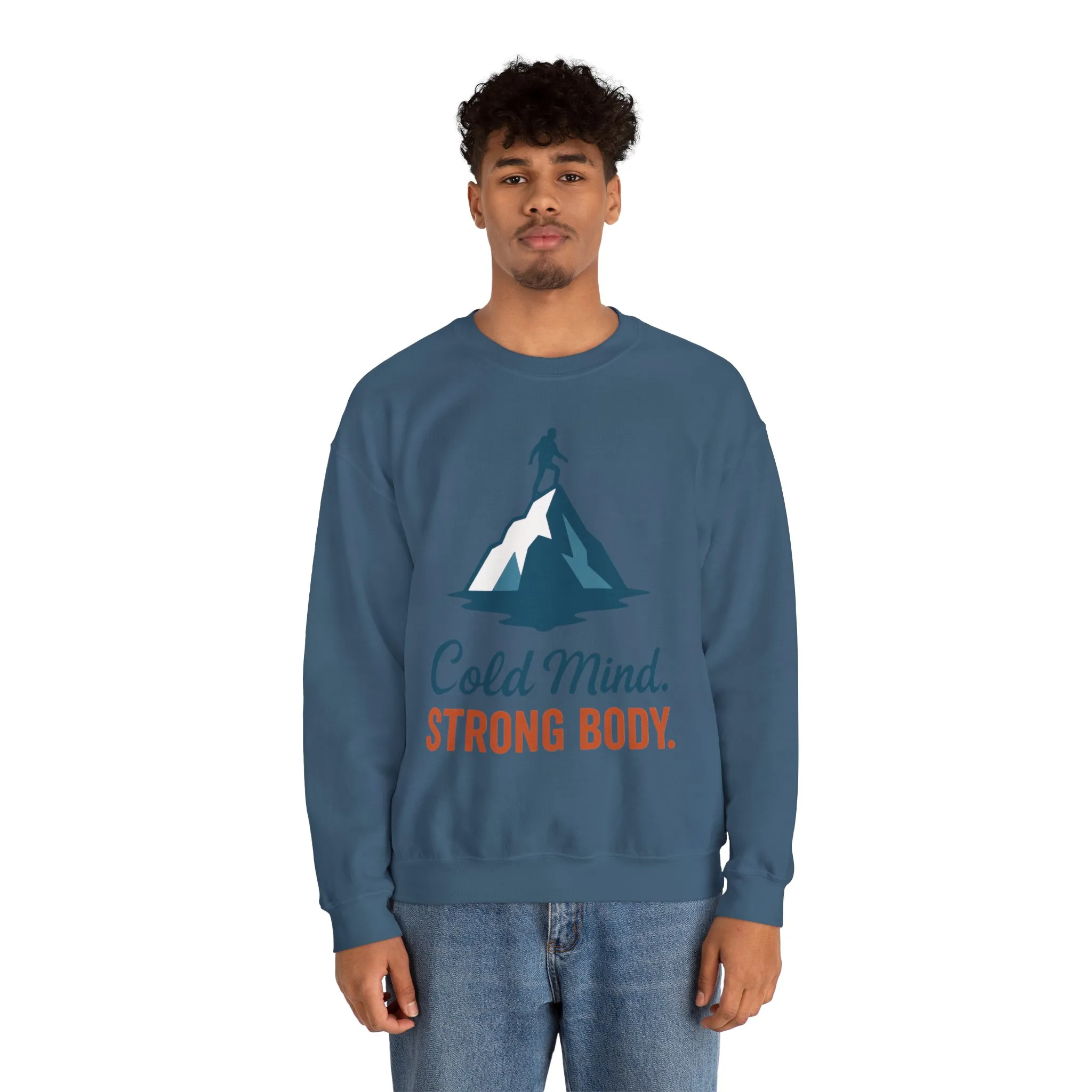 Mens Heavy Blend™ Crewneck Sweatshirt, Cold Mind Strong Body Sweatshirt, Nordic Mountain Minimalist Pullover - Image 27