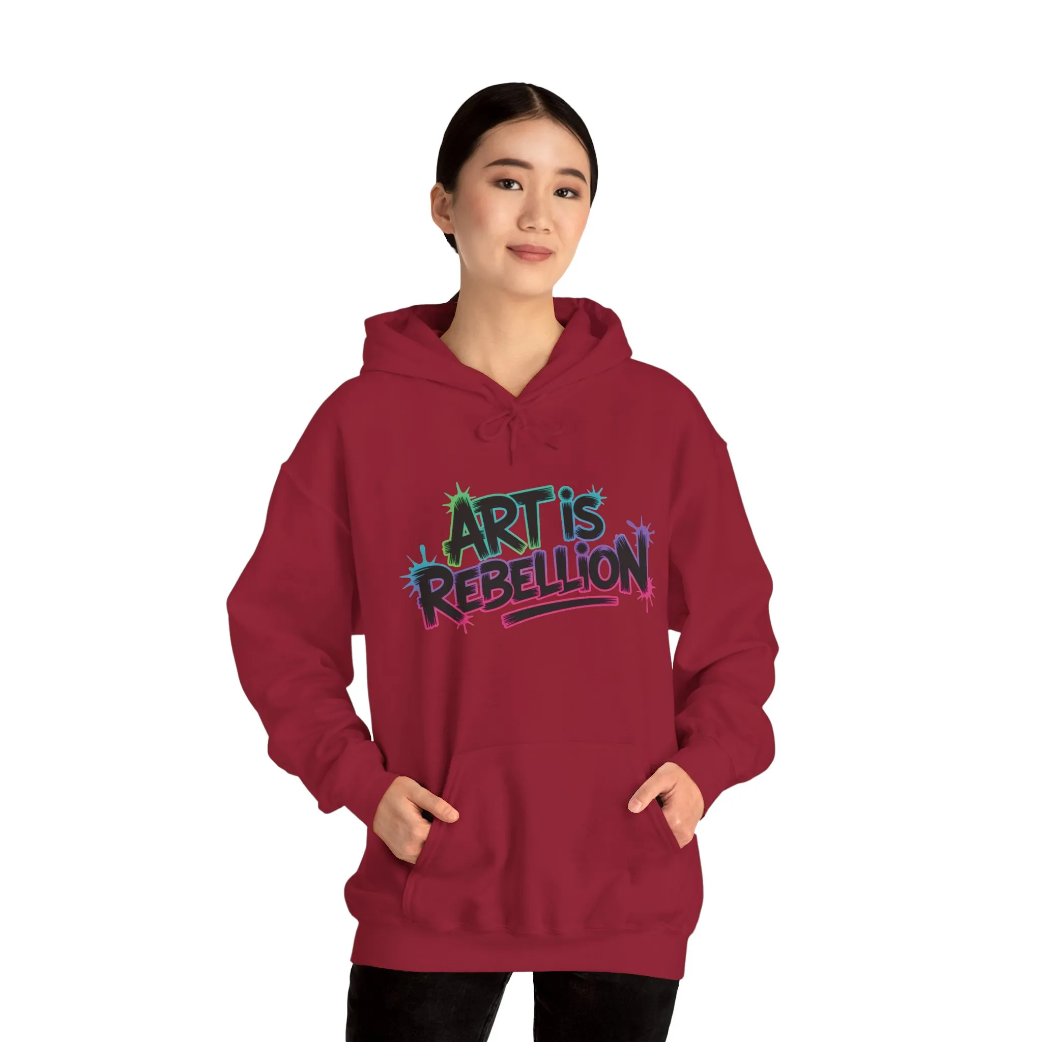 Art Is Rebellion Hoodie, Women's Graffiti Street Art Hooded Sweatshirt, Rebel Graphic Statement Pullover, Heavy Blend™ Hooded Sweatshirt - Image 33