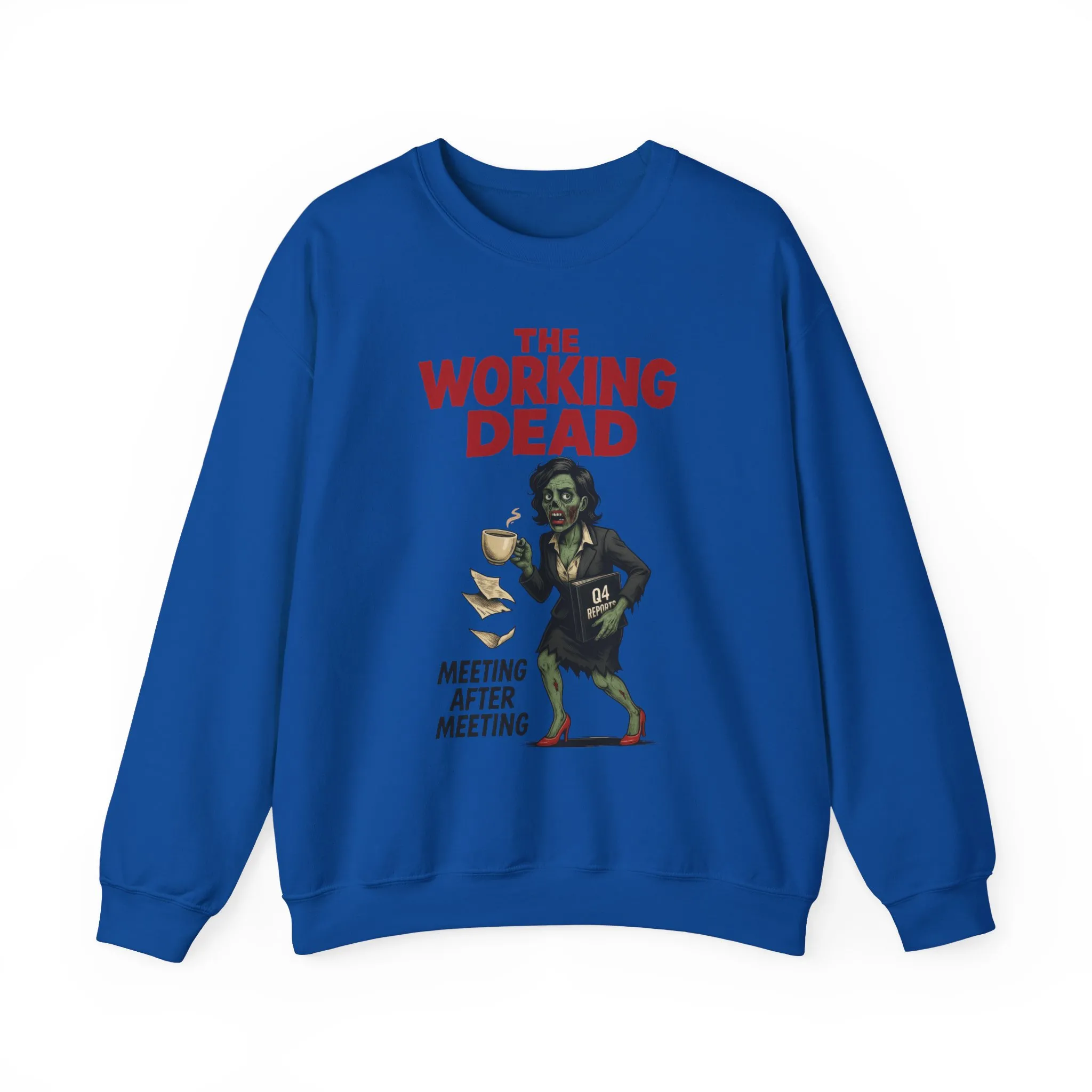 The Working Dead Women's Funny Zombie Sweatshirt, Office Humor Crewneck, Halloween Work Top - Image 16