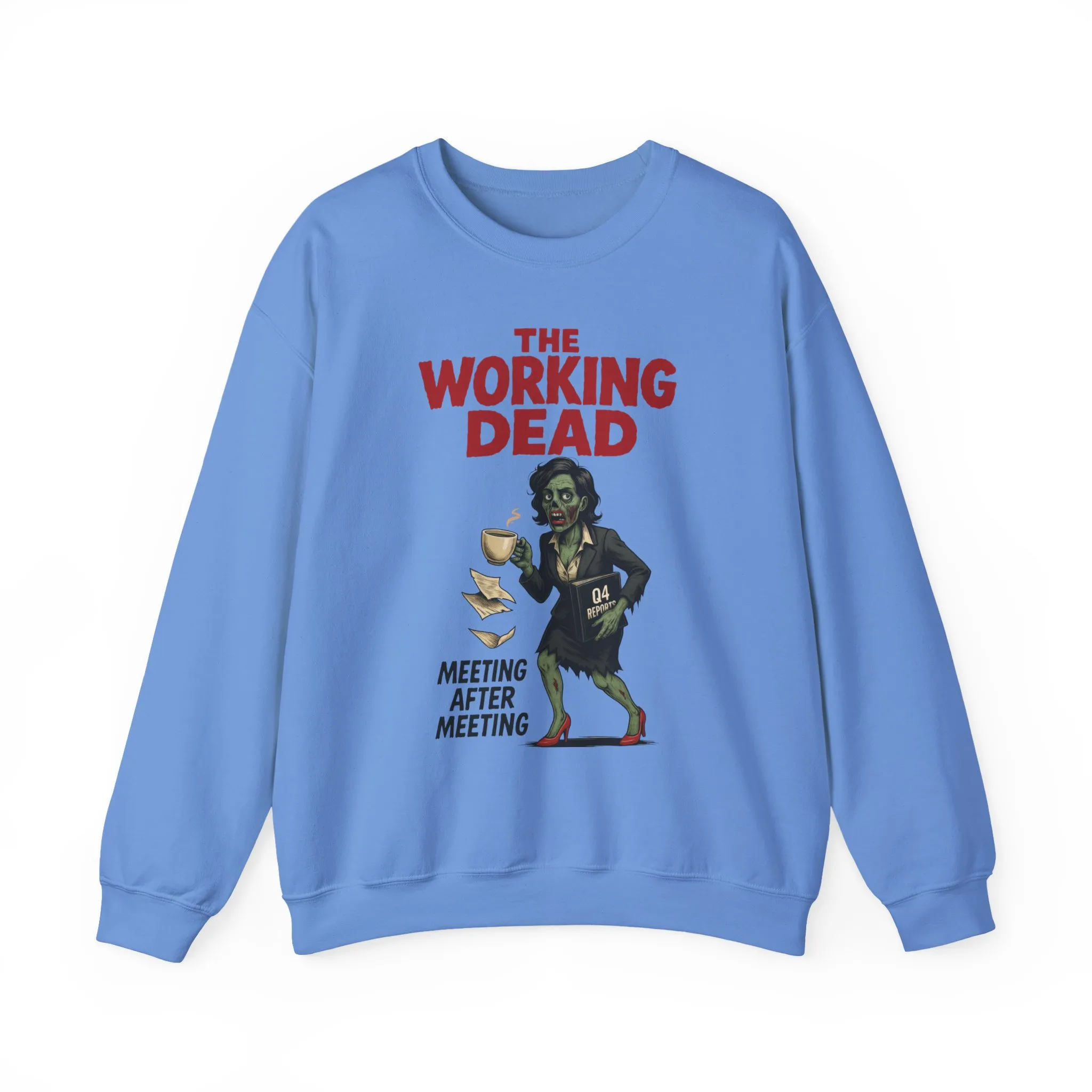 The Working Dead Women's Funny Zombie Sweatshirt, Office Humor Crewneck, Halloween Work Top - Image 7