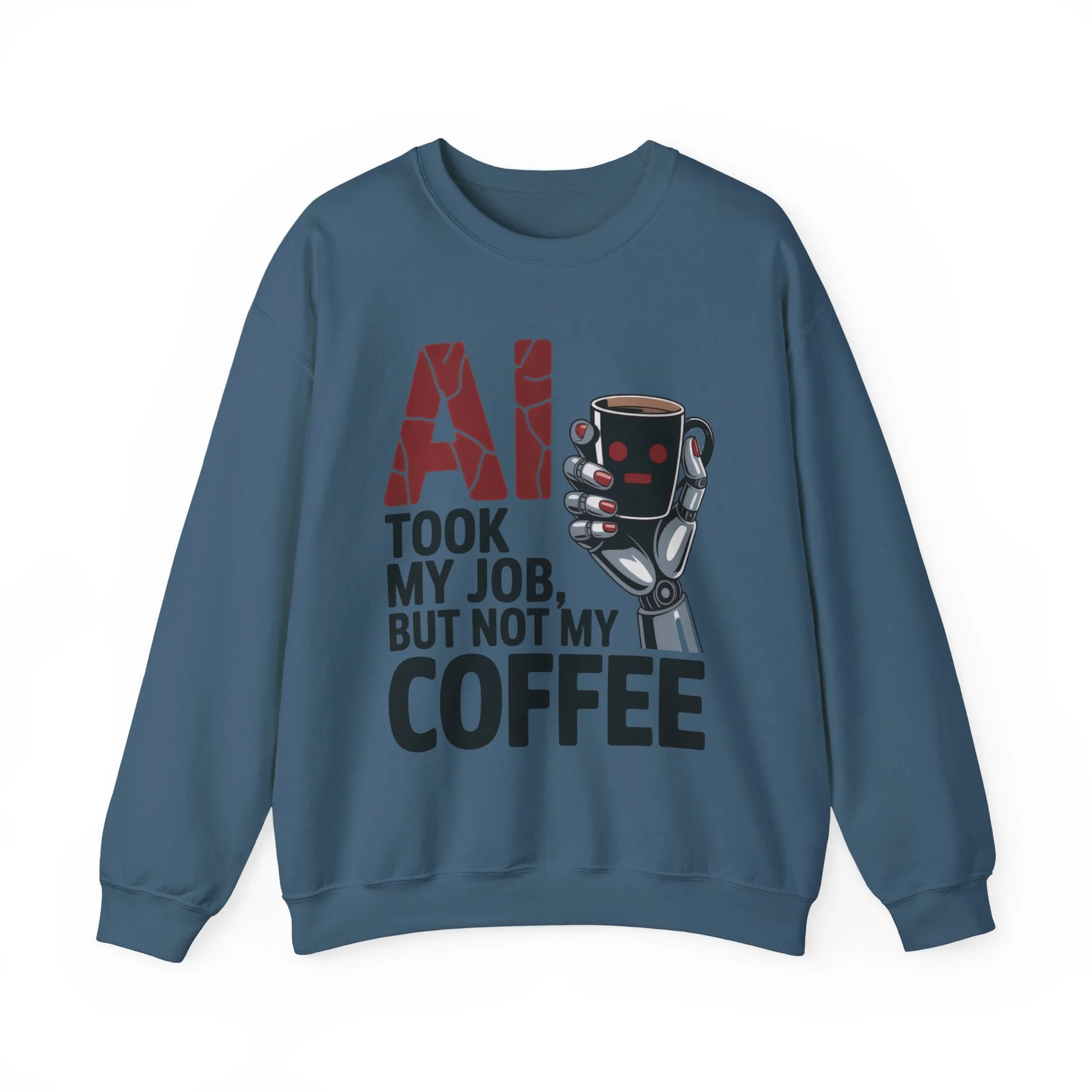 AI Coffee Sweatshirt, Funny Robot Humor Pullover, Geek Sarcastic Job Joke Top, Women's Heavy Blendâ„¢ Crewneck Sweatshirt - Image 16