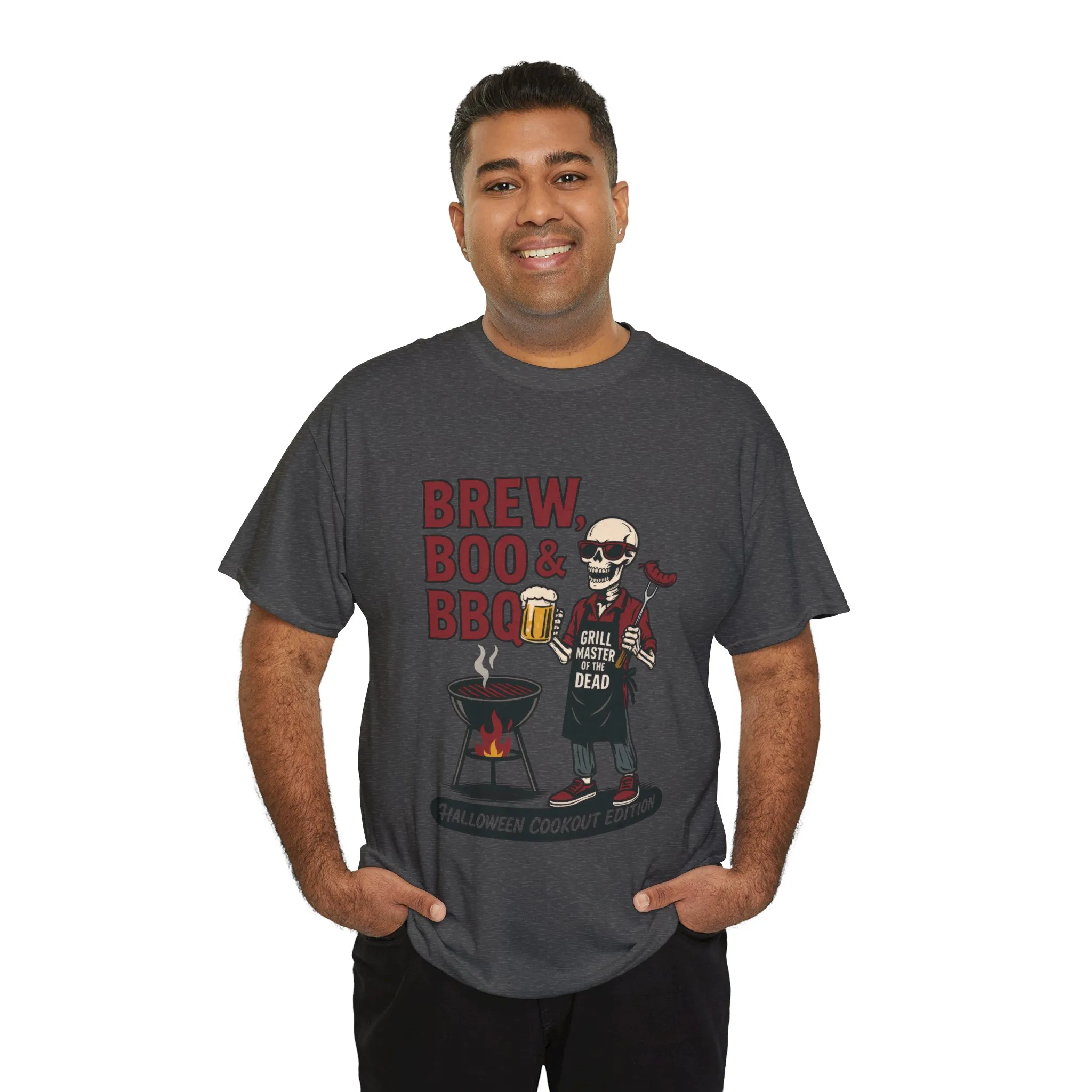 Halloween BBQ Men's T-Shirt, Brew Boo&BBQ Skeleton Grill Master Tee, Funny Dad Gift, Grill Master Tee, Grill Dad Halloween - Image 15