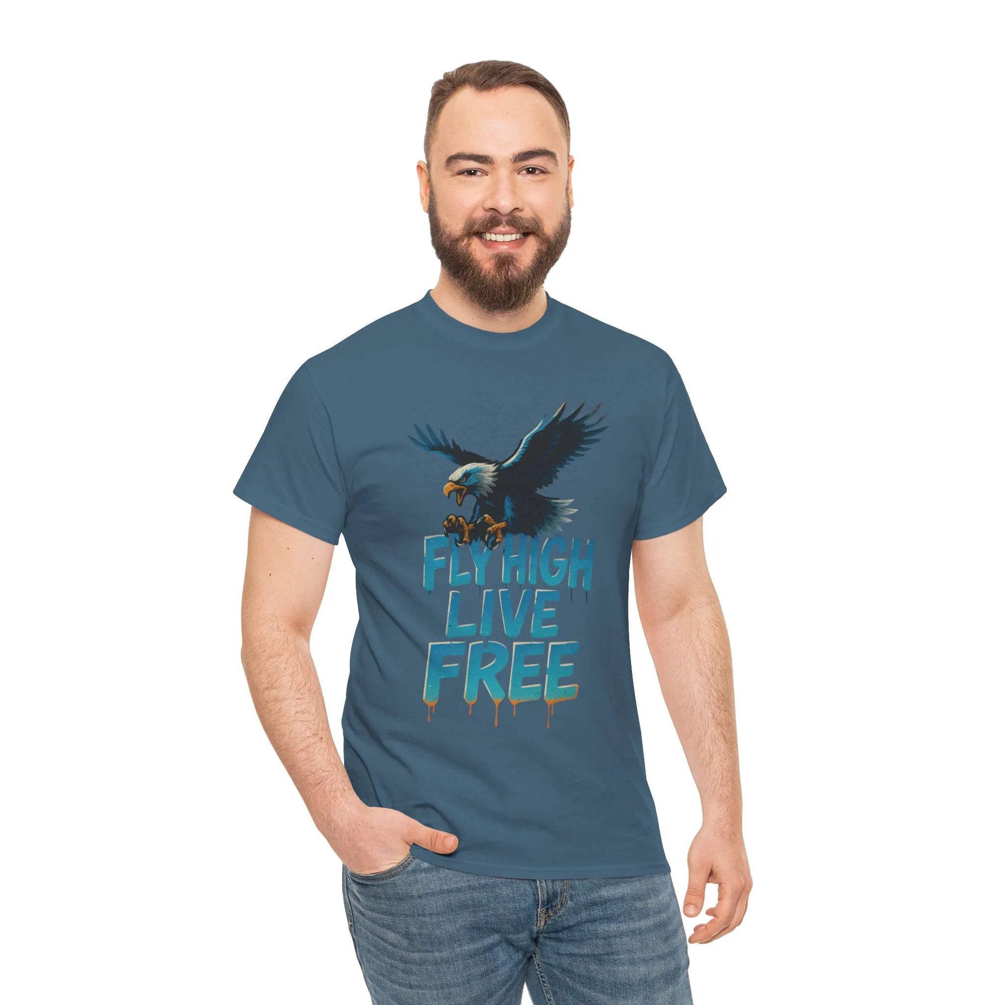 Fly High Live Free Eagle Graphic Mens T-Shirt, Eagle Tee, Fly Free Tee, Wild Flight - Image 20