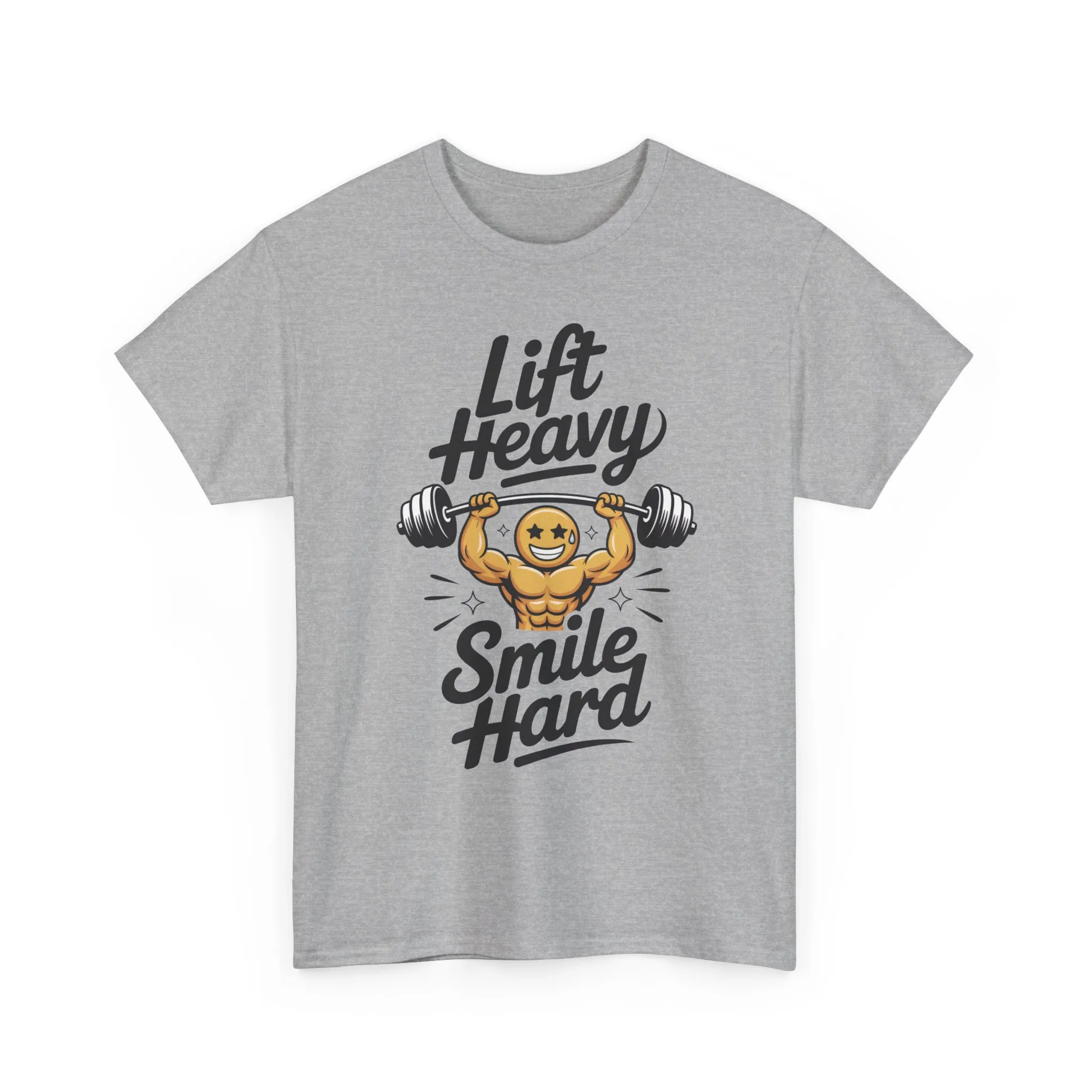 Mens Lift Heavy Smile Hard T-Shirt, Funny Gym Workout Graphic Tee, Mens Gym Tshirt - Image 7