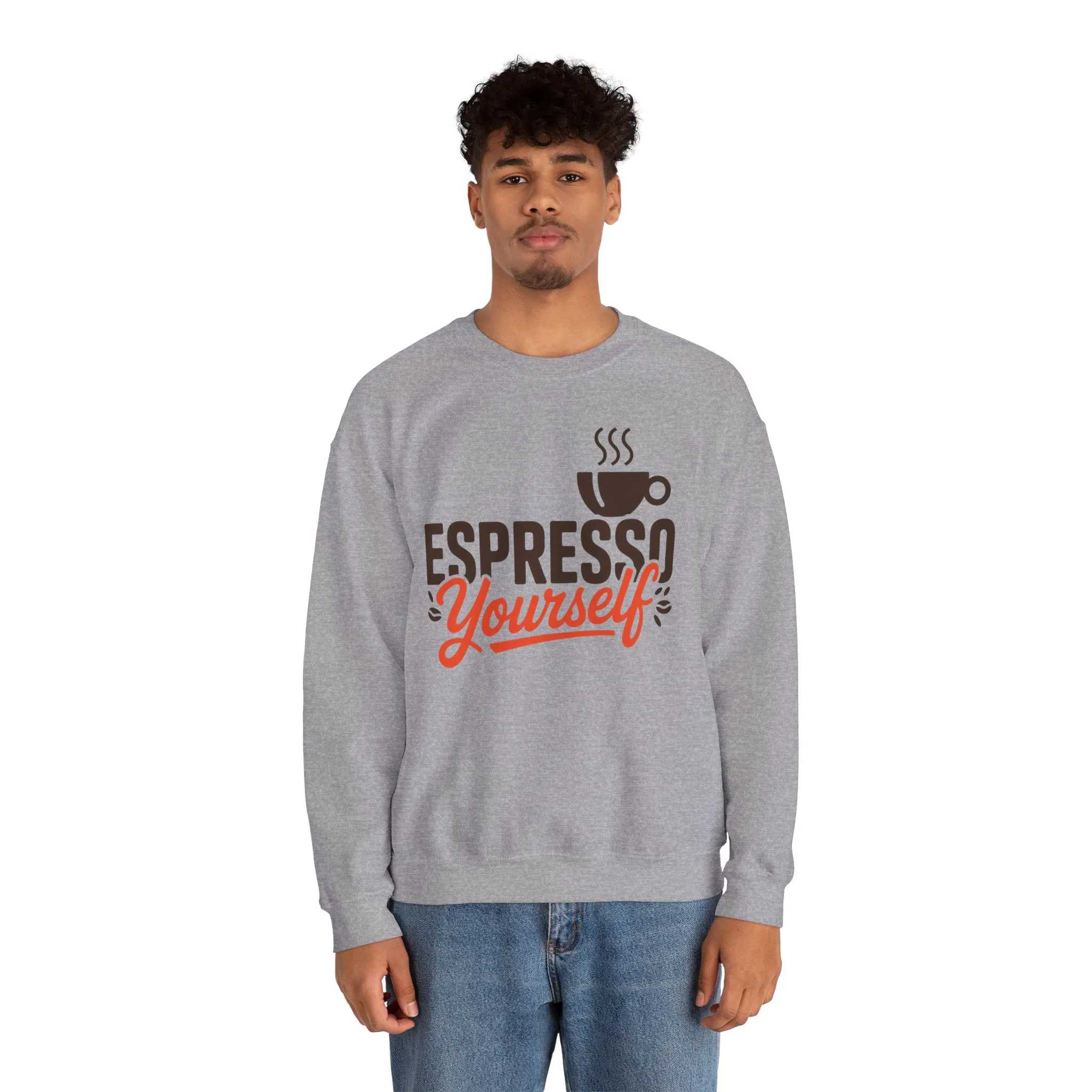 Mens Heavy Blend™ Crewneck Sweatshirt, Espresso Yourself Sweatshirt, Funny Coffee Lover Mens Crewneck, Cafe Lover Gift - Image 8