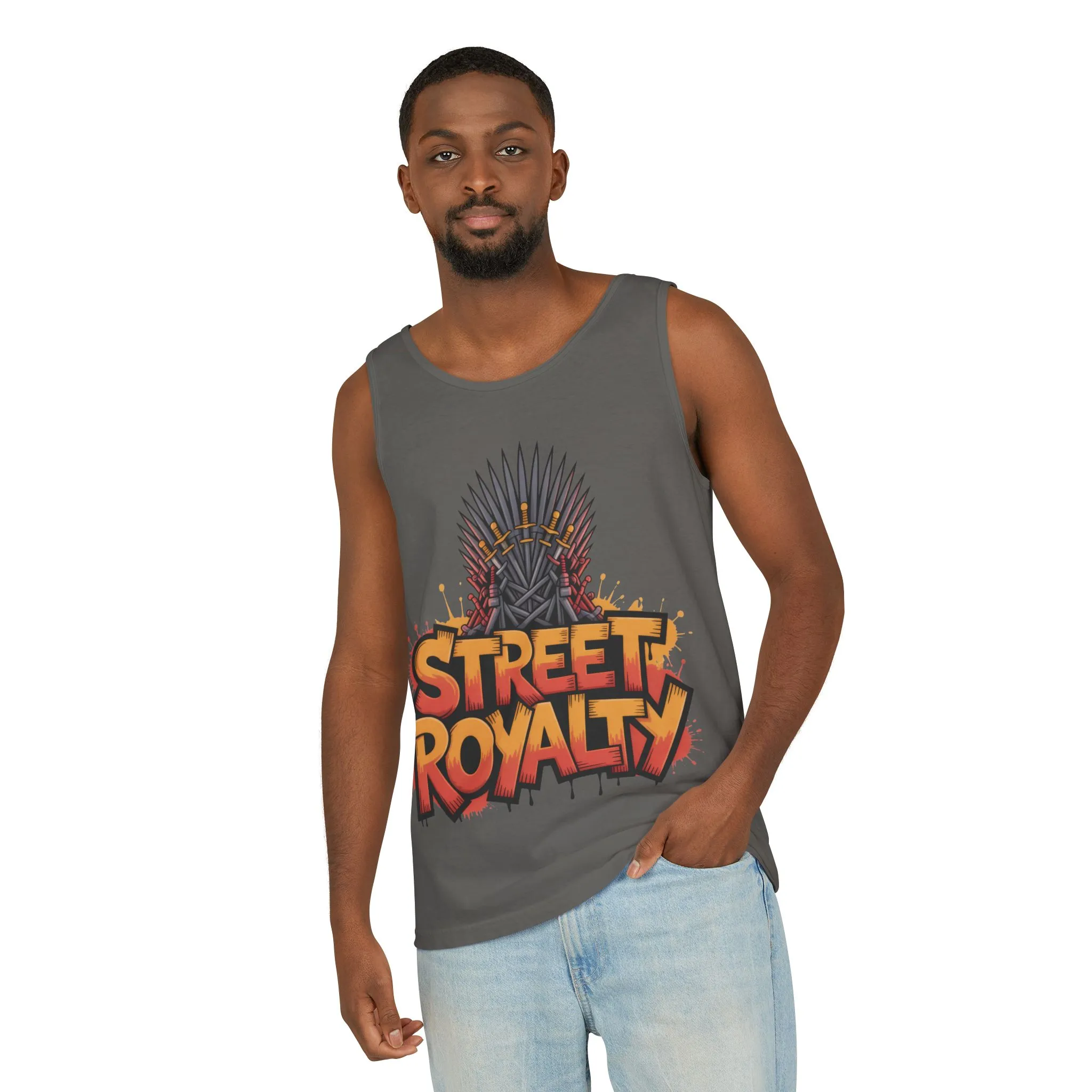 Street Royalty Men's Tank Top, Graffiti Crown Graphic Muscle Shirt, Urban Streetwear Sleeveless Skate Style - Image 5