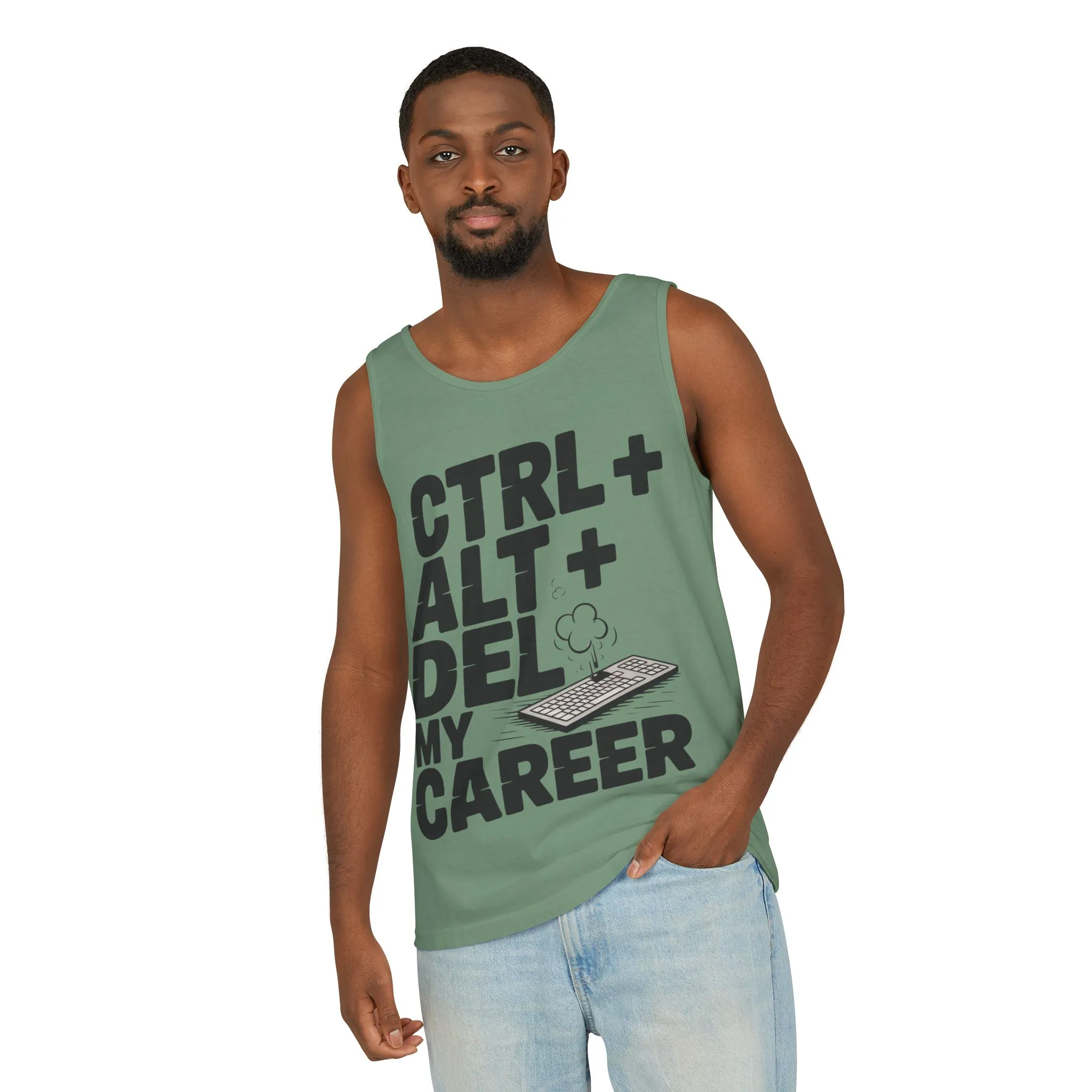 Ctrl Alt Del My Career Men's Tank Top, Funny Geek Sarcastic Office Humor Summer Shirt - Image 10