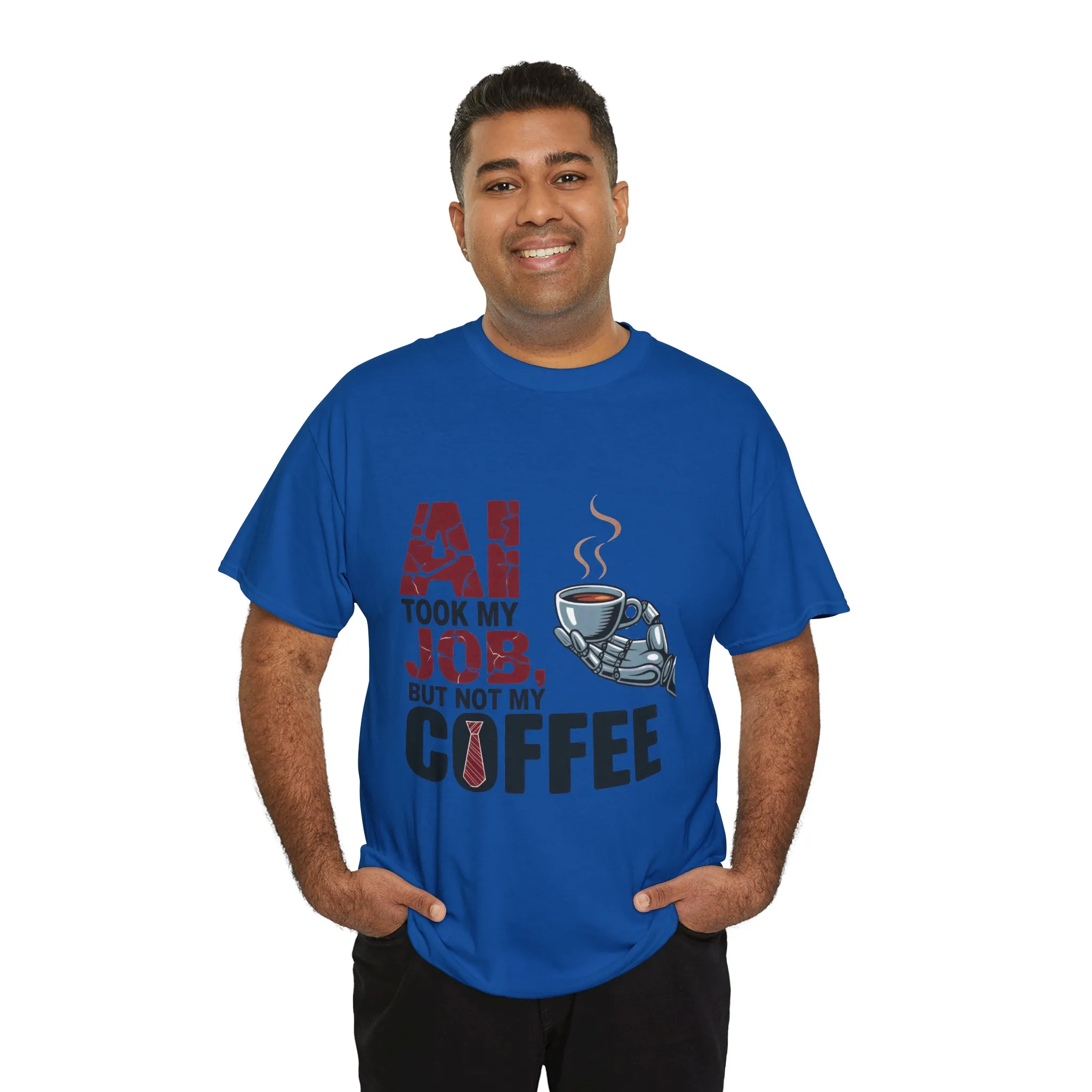 Men's AI Coffee T-Shirt, Funny Robot Humor Graphic Tee, Geek Job Joke Shirt for Him, Men's Heavy Cotton Tee, Sarcastic Work Shirt - Image 30