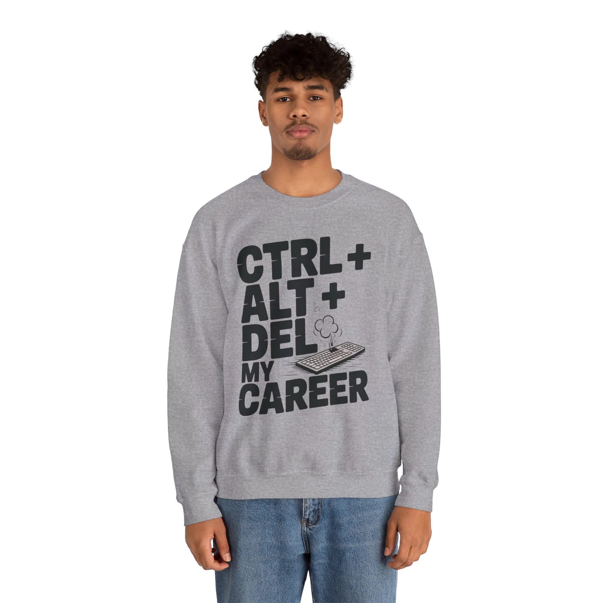 Ctrl Alt Del My Career Sweatshirt, Sarcastic Workwear Graphic Pullover, Funny Office Top, Men's Heavy Blend™ Crewneck Sweatshirt - Image 11