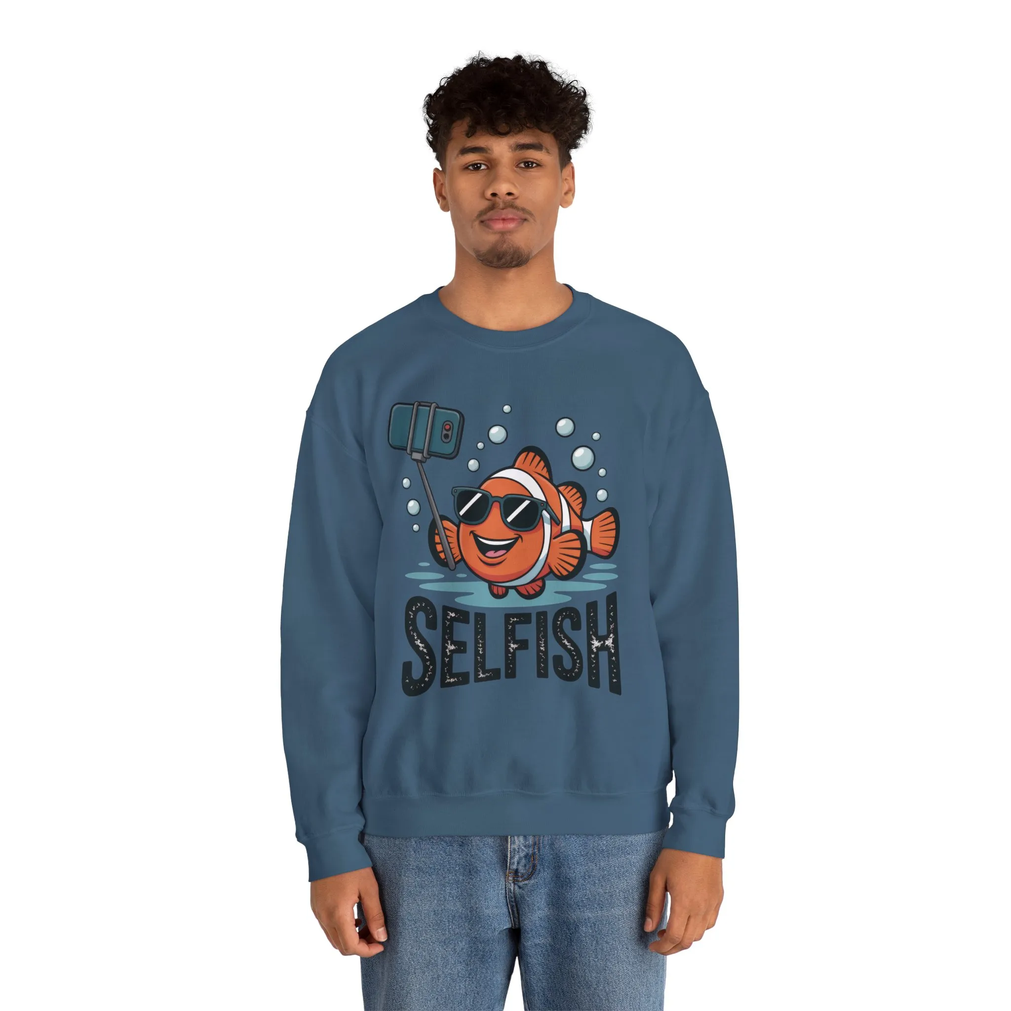 Unisex Heavy Blend™ Crewneck Sweatshirt, Mens Selfish Funny Fish Sweatshirt, Cute Selfie Pullover, Ocean Humor Top - Image 23