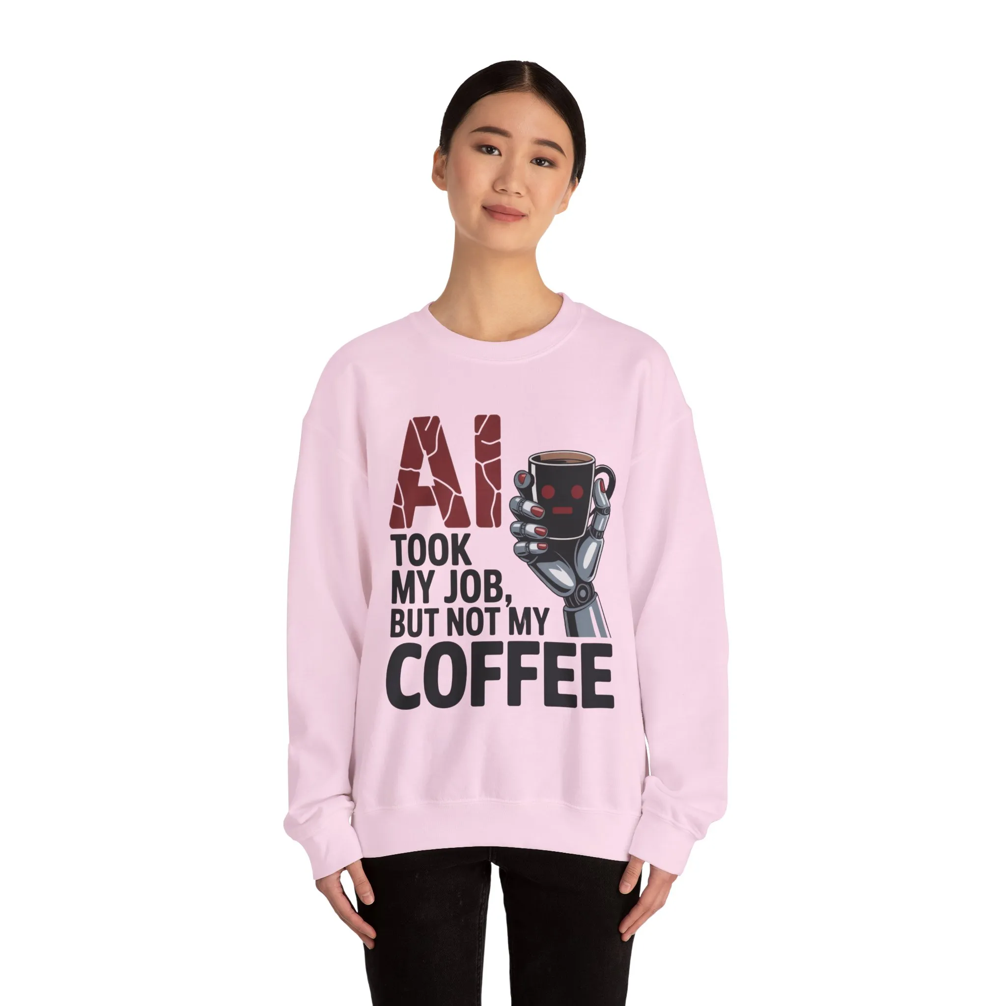 AI Coffee Sweatshirt, Funny Robot Humor Pullover, Geek Sarcastic Job Joke Top, Women's Heavy Blendâ„¢ Crewneck Sweatshirt - Image 23