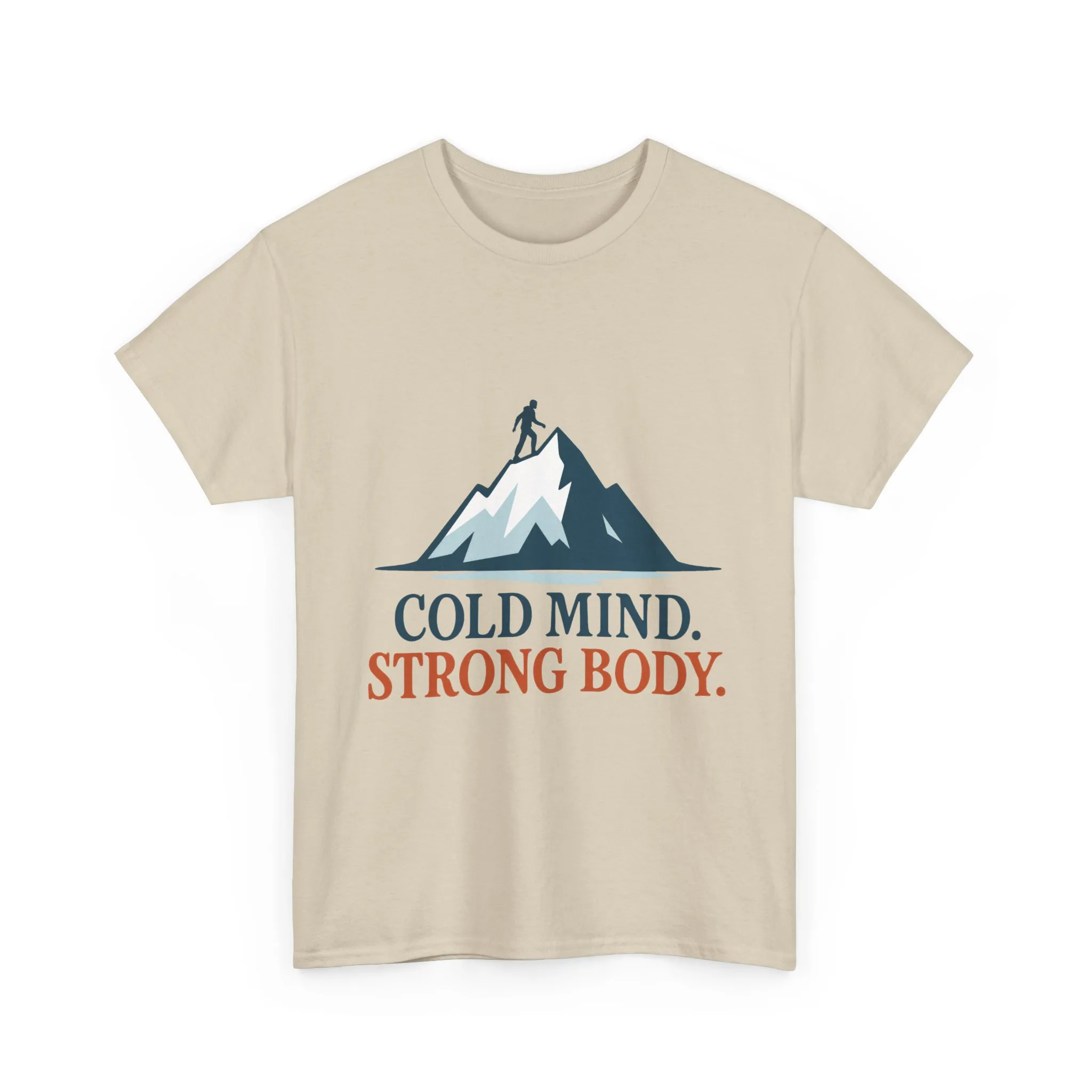 Cold Mind Strong Body Mens T-Shirt, Nordic Minimalist Mountain Hiking Tee - Image 7