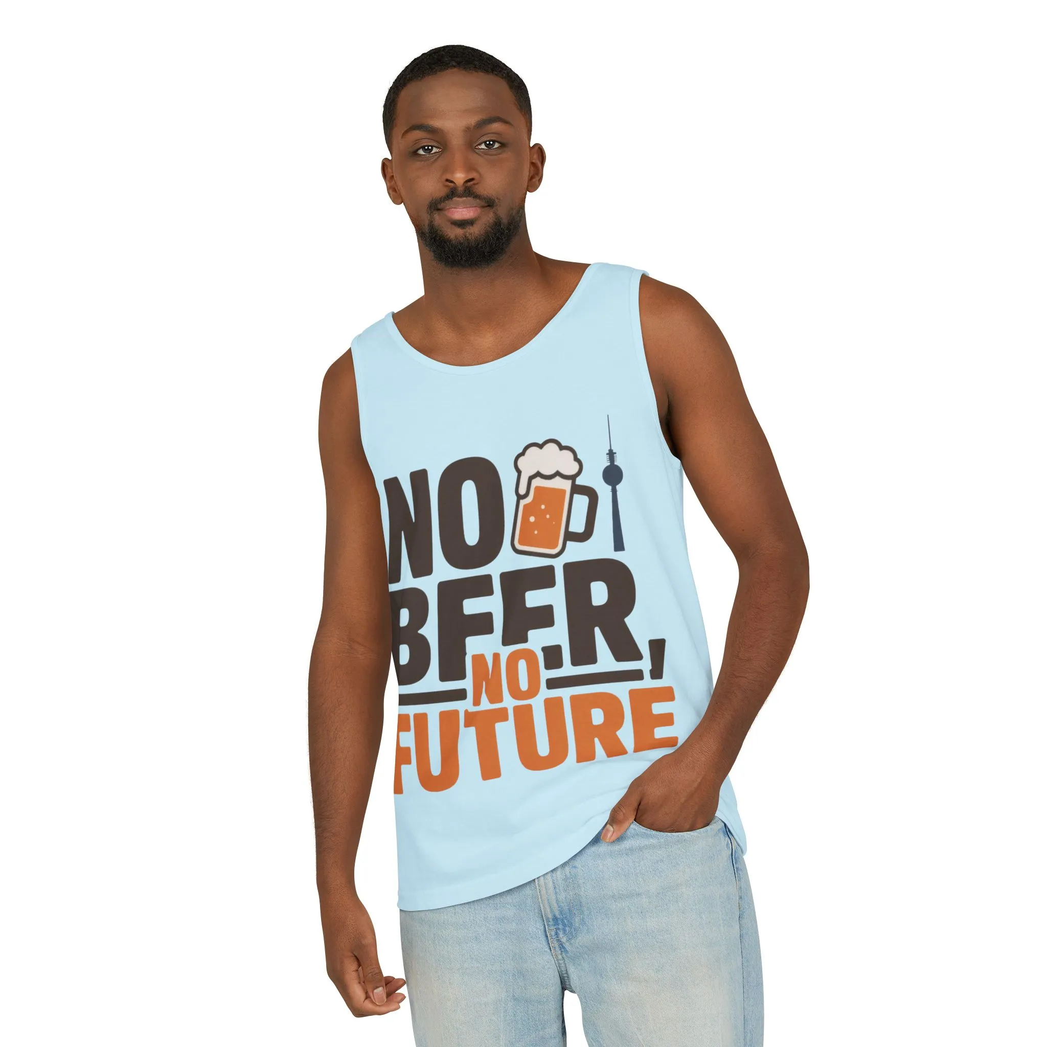 Mens Garment-Dyed Tank Top, No Beer No Future Funny Beer Mens Tank Top - Image 16