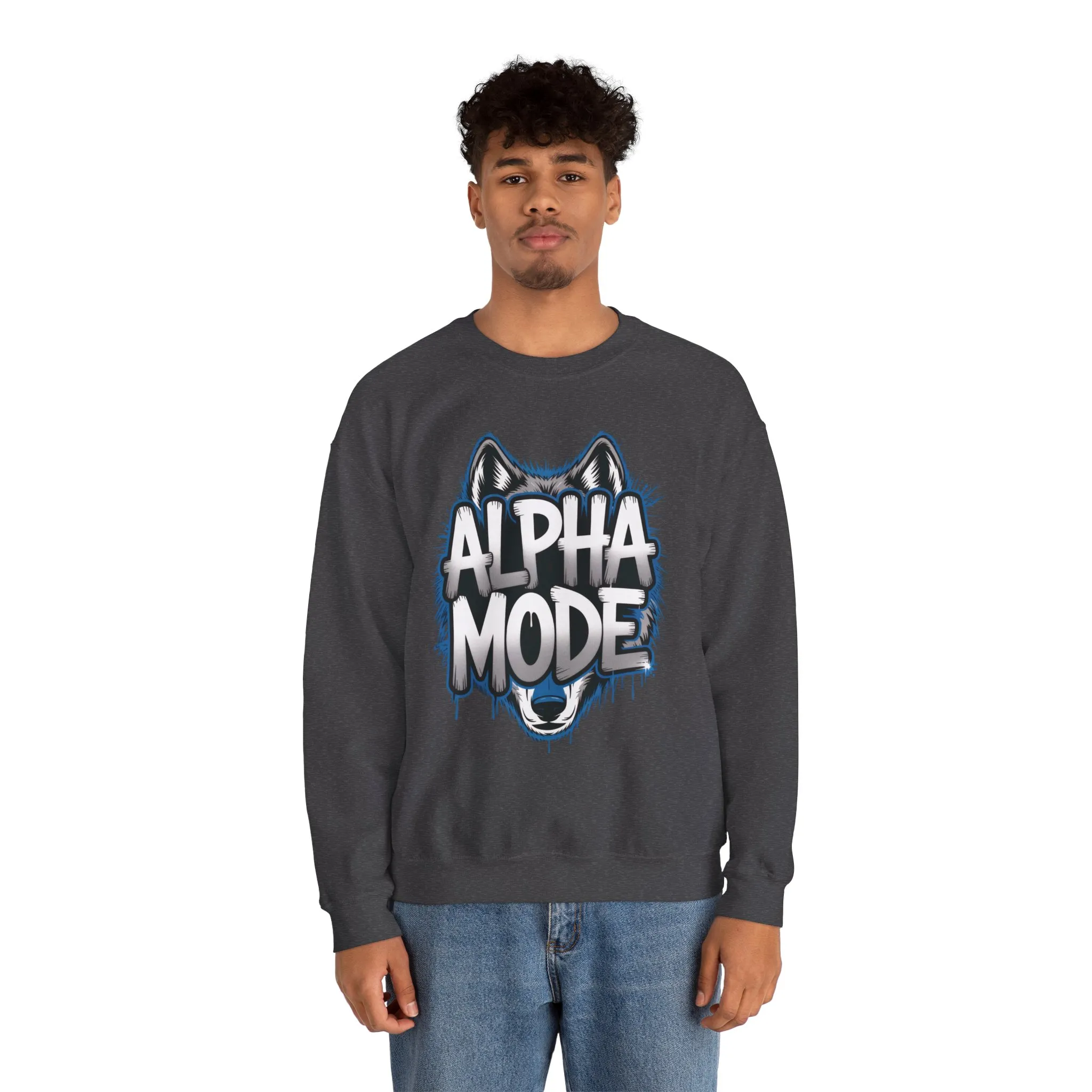 Mens Heavy Blend™ Crewneck Sweatshirt, Alpha Mode Mens Wolf Graphic Crewneck Sweatshirt - Image 14