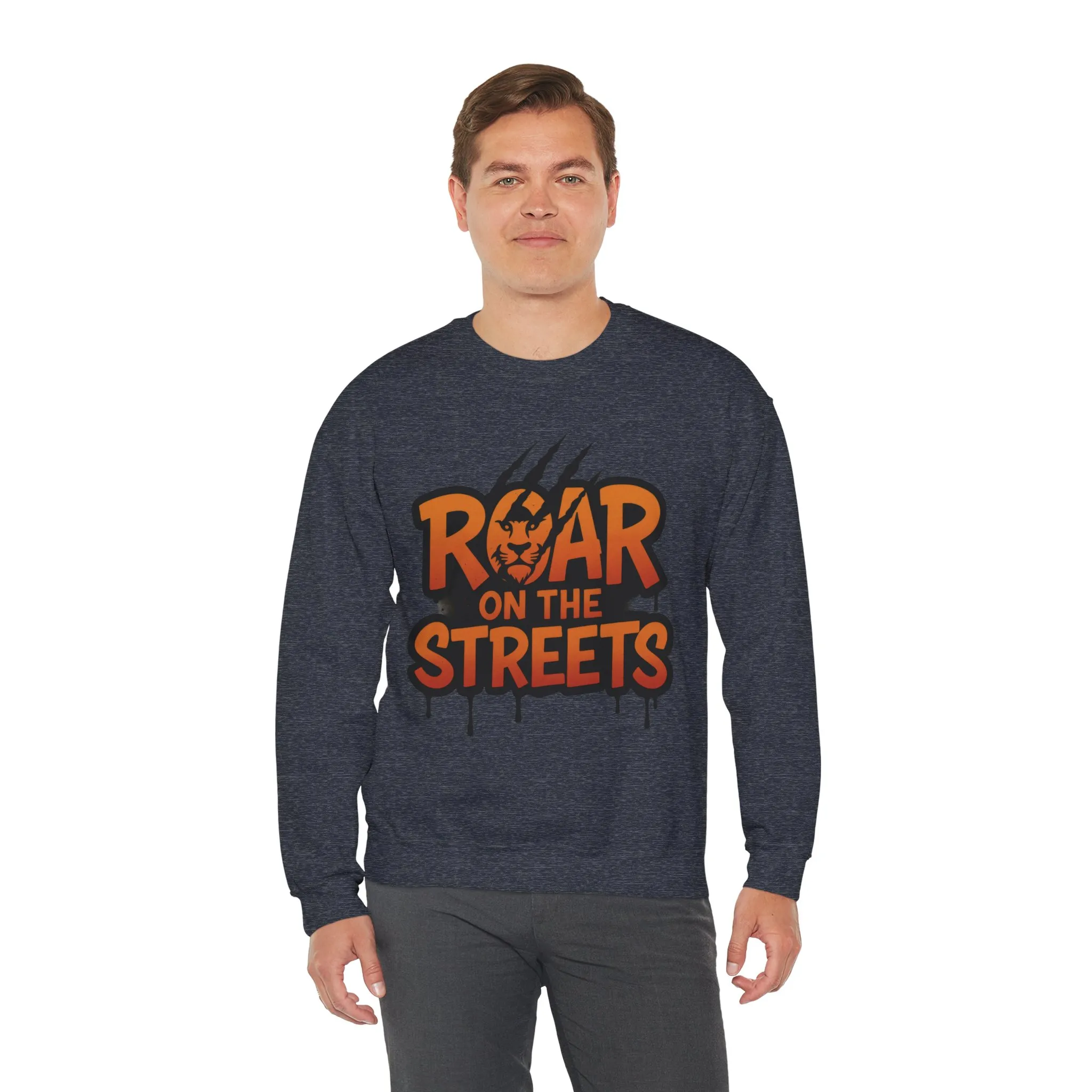 Mens Heavy Blend™ Crewneck Sweatshirt, Roar on the Streets Mens Lion Crewneck Sweatshirt - Image 21