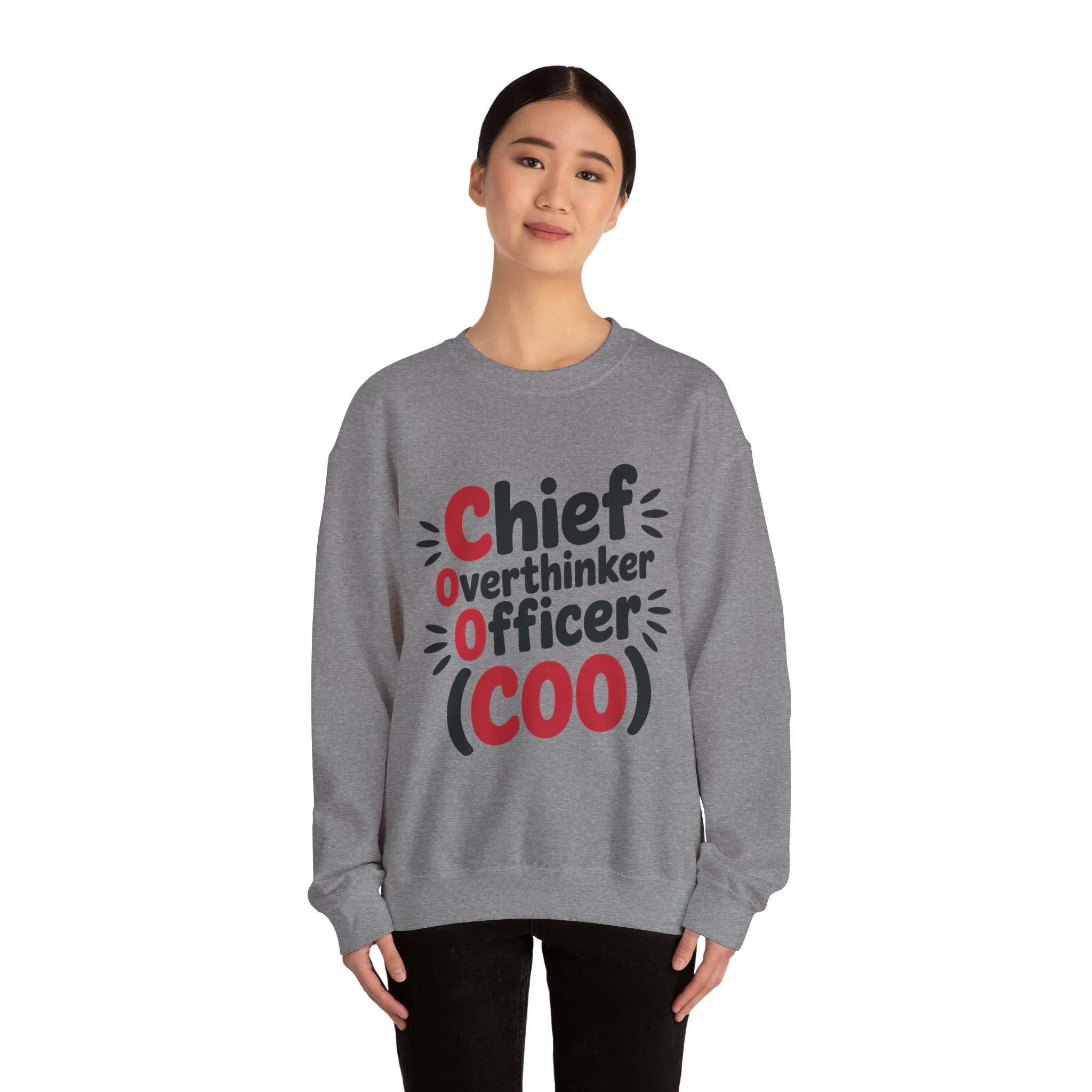 Chief Overthinker Officer Women's Sweatshirt, COO Funny Office Humor Graphic Pullover, Women's Heavy Blend™ Crewneck Sweatshirt - Image 10