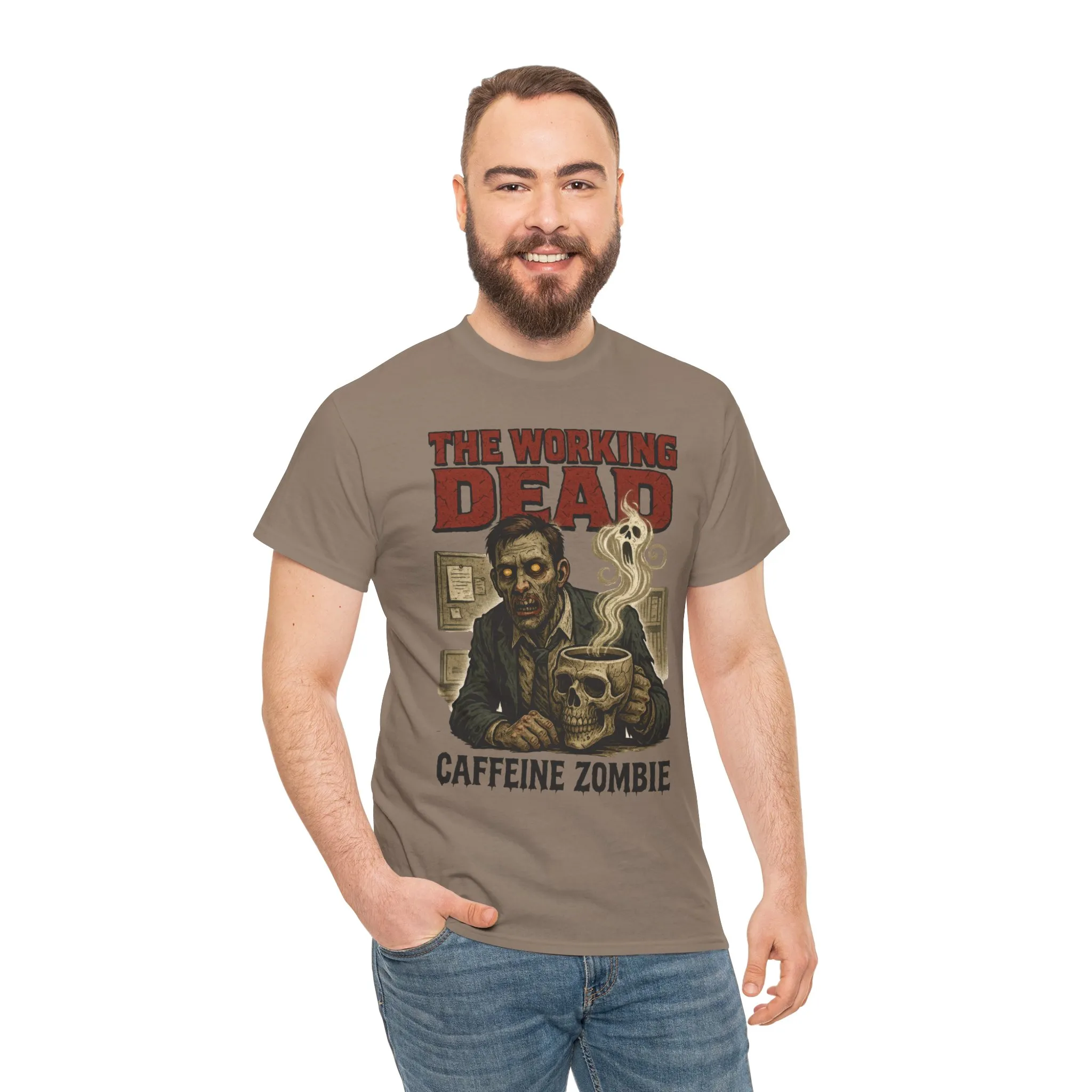 The Working Dead Men's Funny Zombie Work T-Shirt, Office Humor Tee, Halloween Office Tee, Coffee Zombie Shirt - Image 38