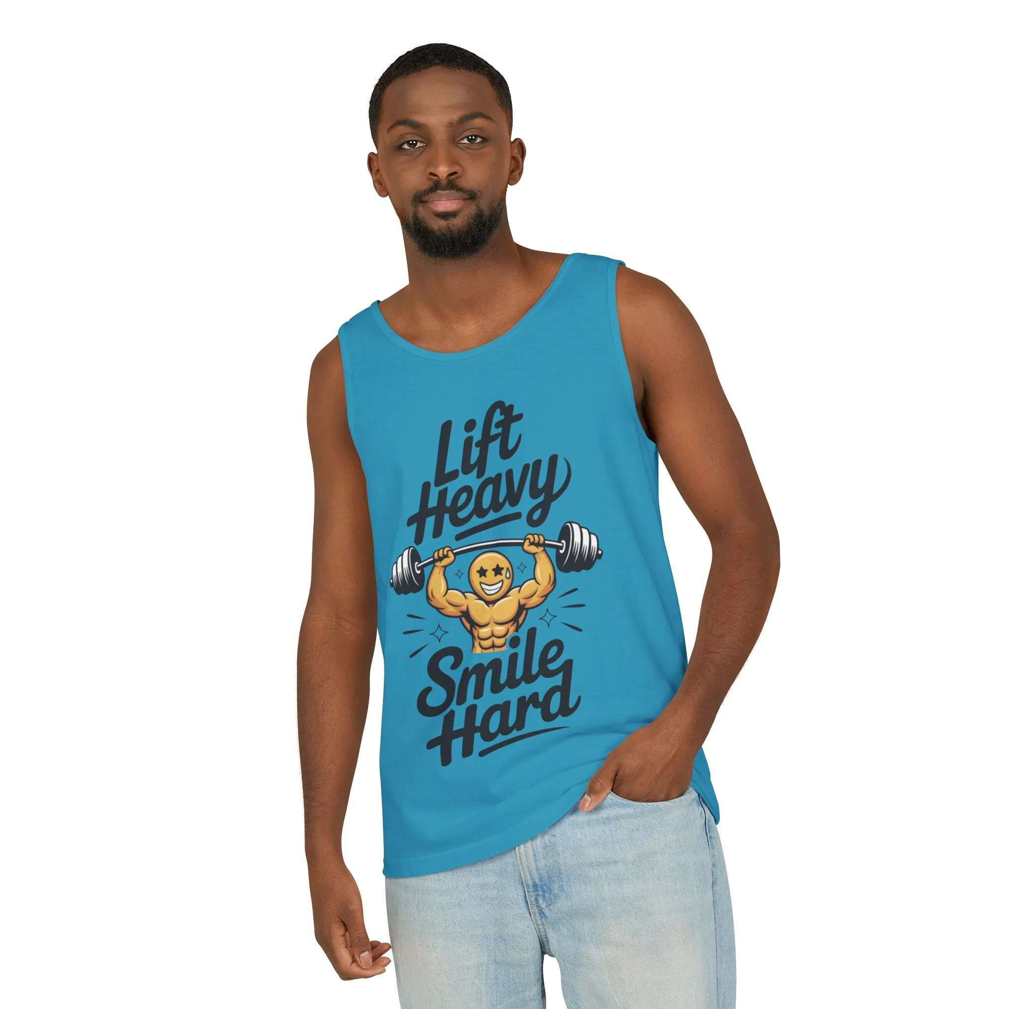 Mens Lift Heavy Smile Hard Tank Top, Funny Gym Workout Fitness Shirt, Mens Funny Gym Tank - Image 20