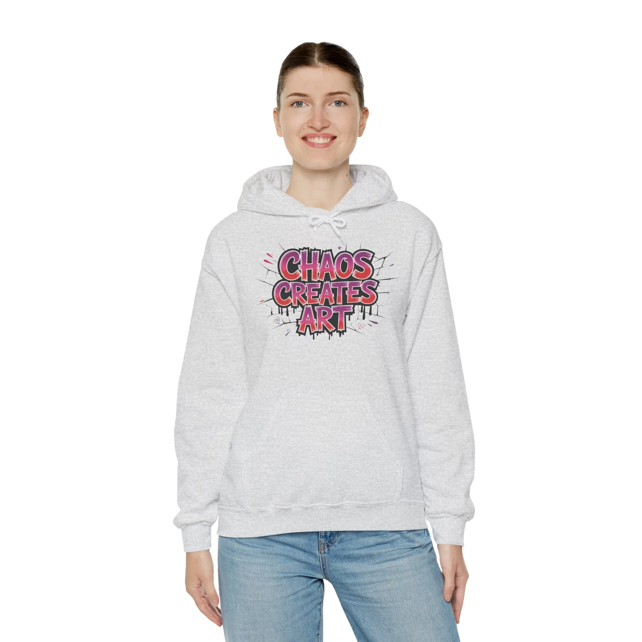 Women's Heavy Blend™ Hooded Sweatshirt, Chaos Creates Art Graffiti Hoodie Womens Streetwear - Image 8
