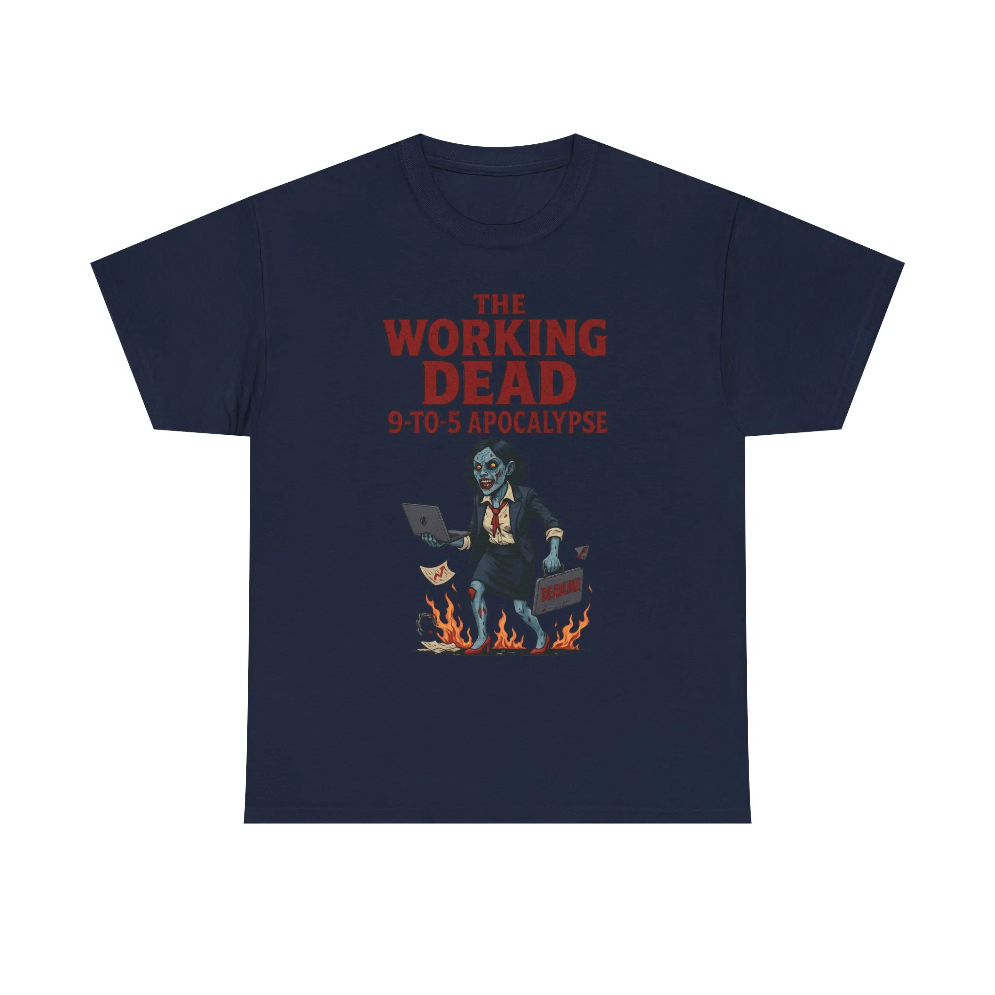 The Working Dead 9-to-5 Apocalypse Women's T-Shirt, Horror Office Zombie Top, Halloween Office Humor - Image 21