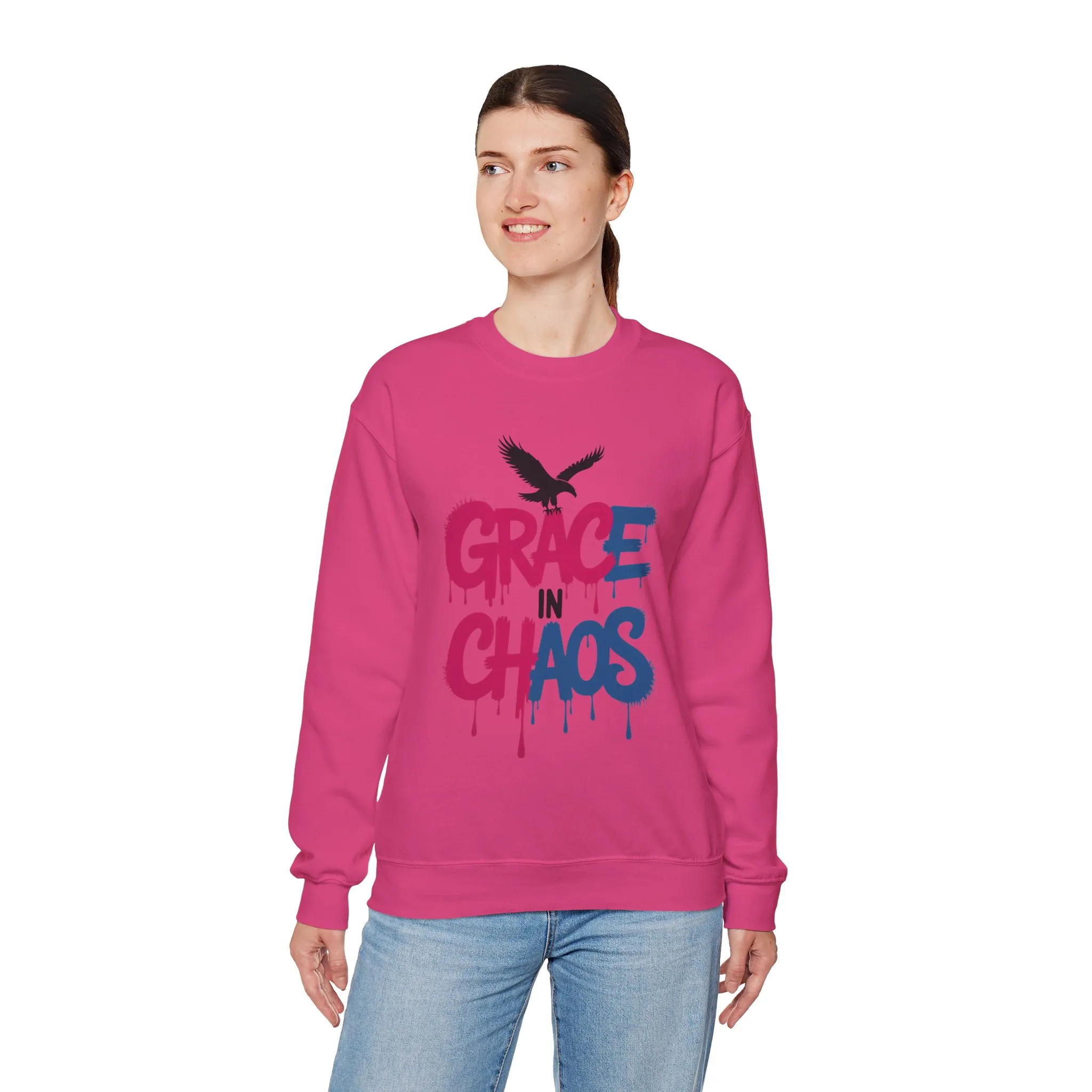 Women's Sweatshirt Grace in Chaos, Graffiti Dripping Street Art Pullover, Bold Urban Graphic - Image 24