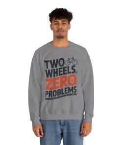 Mens Heavy Blend™ Crewneck Sweatshirt, Two Wheels Zero Problems Mens Casual Biker Sweatshirt, Gift for Cyclists