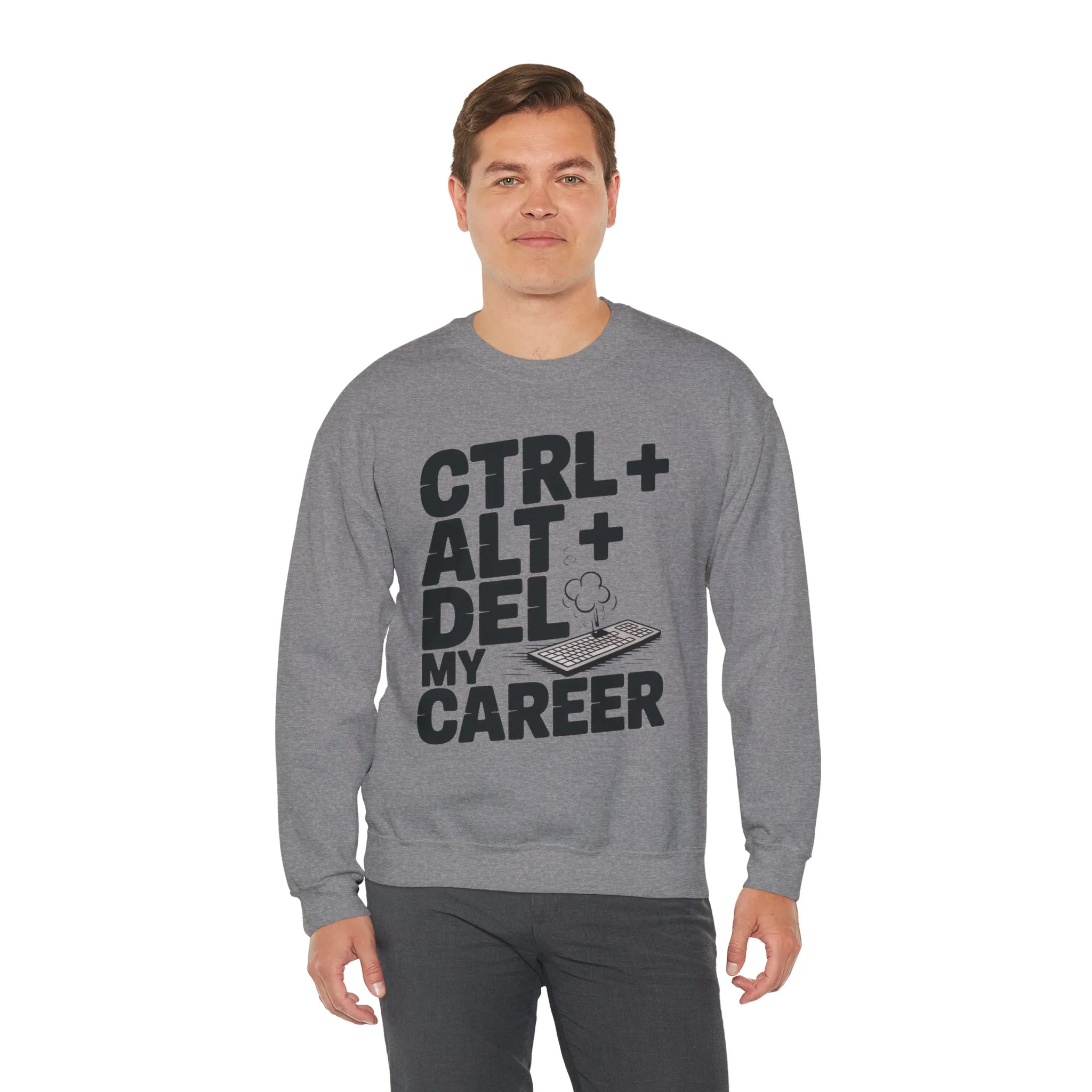 Ctrl Alt Del My Career Sweatshirt, Sarcastic Workwear Graphic Pullover, Funny Office Top, Men's Heavy Blend™ Crewneck Sweatshirt - Image 18