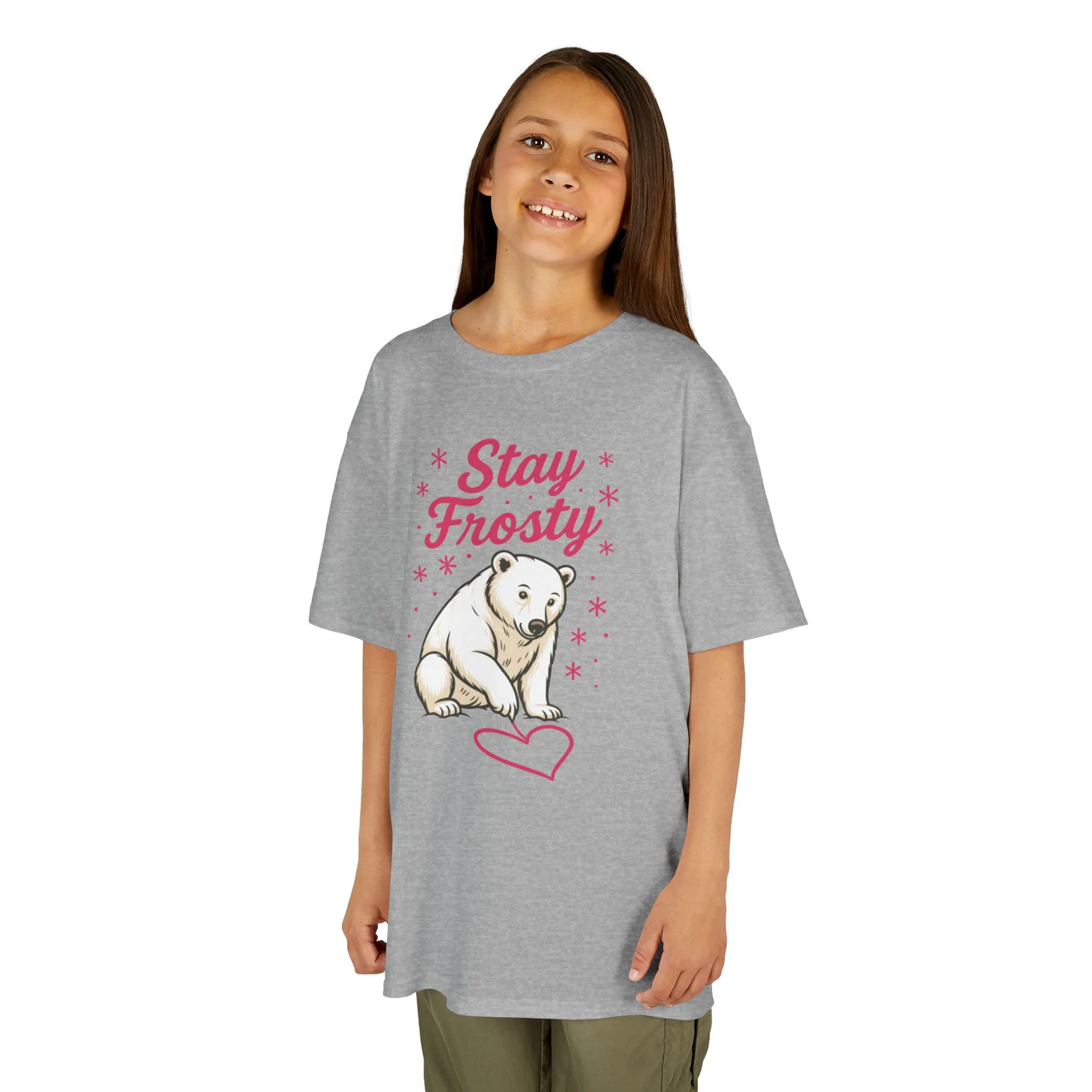 Kids Heavy Cotton™ Tee, Kids Stay Frosty Polar Bear T-Shirt, Cute Winter Graphic Tee for Children - Image 10