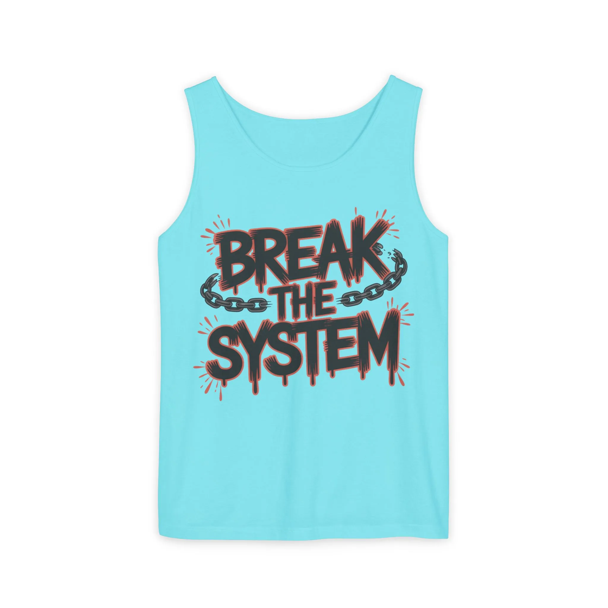 Men's Garment-Dyed Tank Top, Break the System Tank Top, Graphic Protest Muscle Tee, Streetwear Activist Summer Top - Image 17