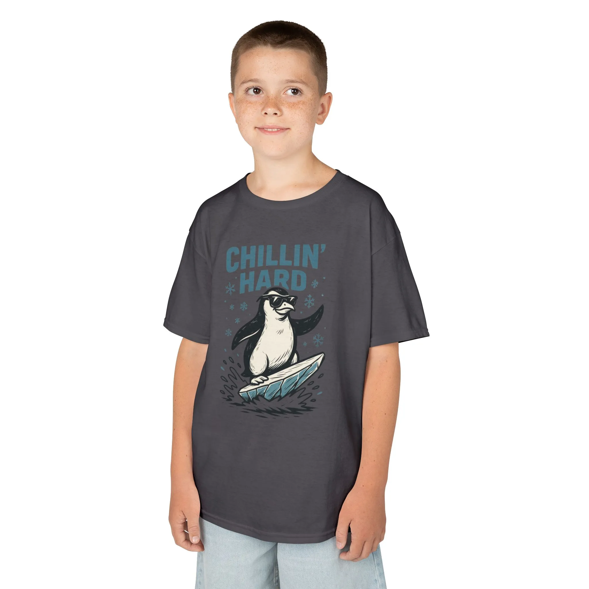Kids Heavy Cotton™ Tee, Kids Chillin Hard Penguin T-Shirt, Funny Cool Animal Graphic Tee for Children - Image 14