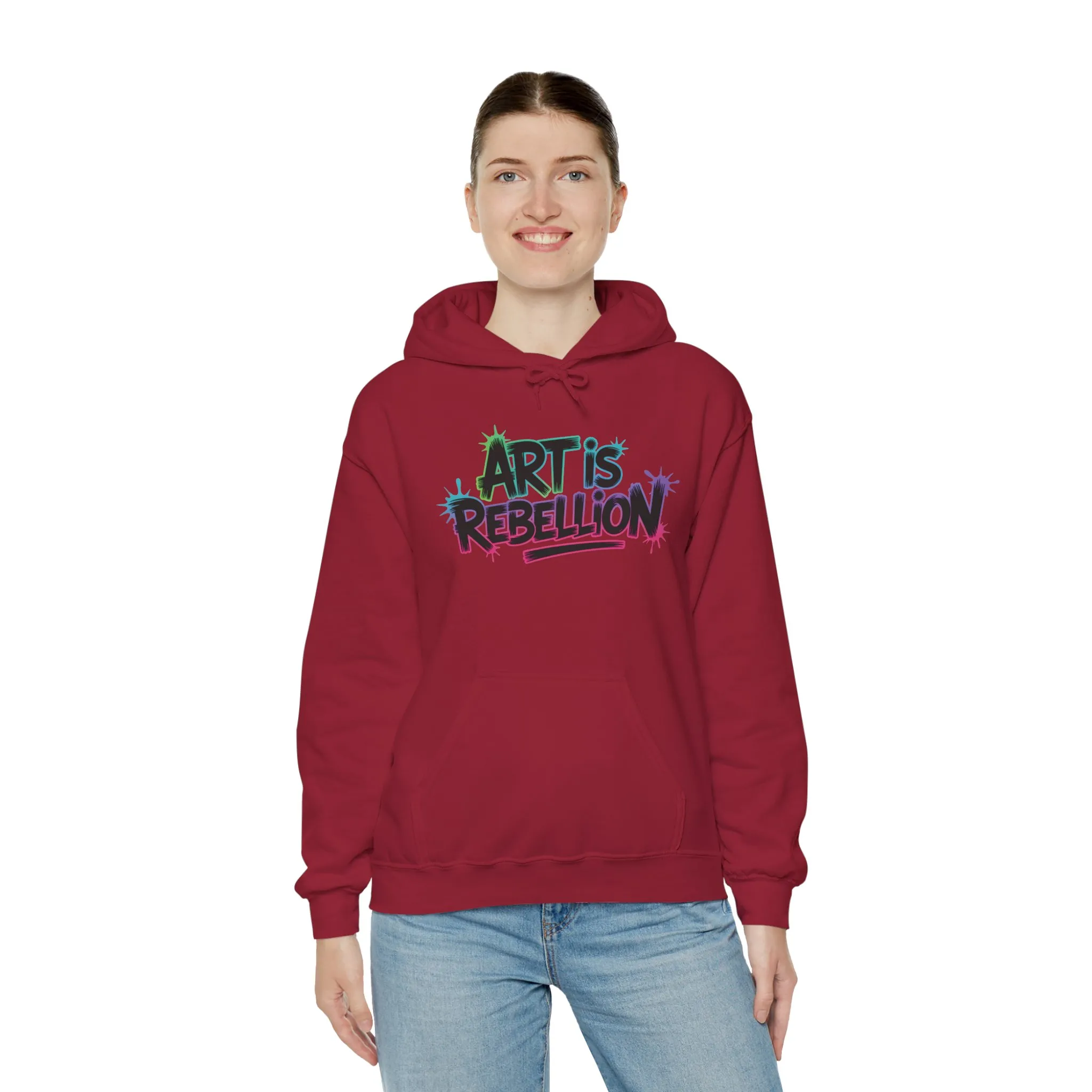 Art Is Rebellion Hoodie, Women's Graffiti Street Art Hooded Sweatshirt, Rebel Graphic Statement Pullover, Heavy Blend™ Hooded Sweatshirt - Image 34
