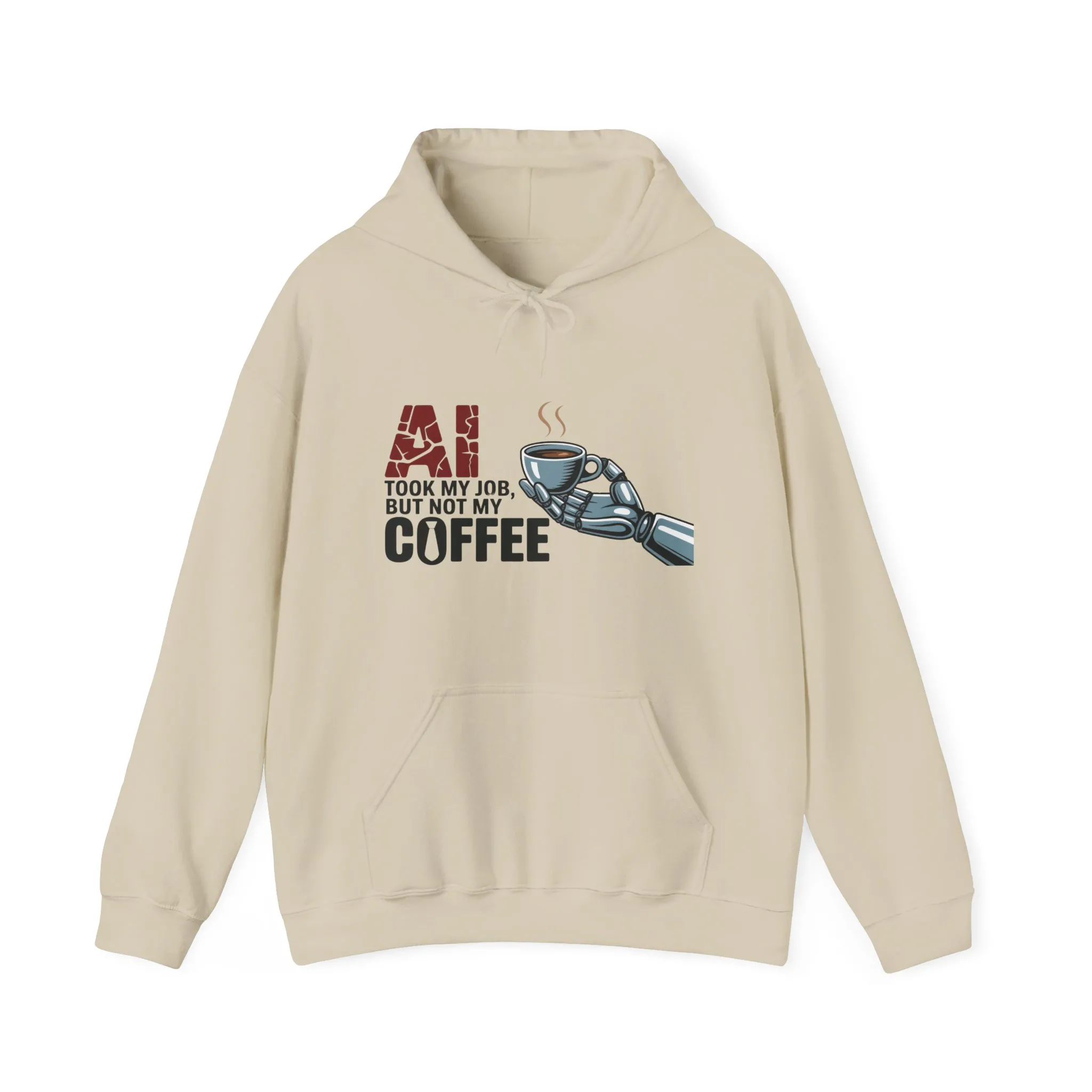 AI Coffee Hoodie, Funny Robot Humor Pullover, Geek Job Joke Sweatshirt Gift, Men's Heavy Blend™ Hooded Sweatshirt, Sarcastic Work Shirt - Image 2