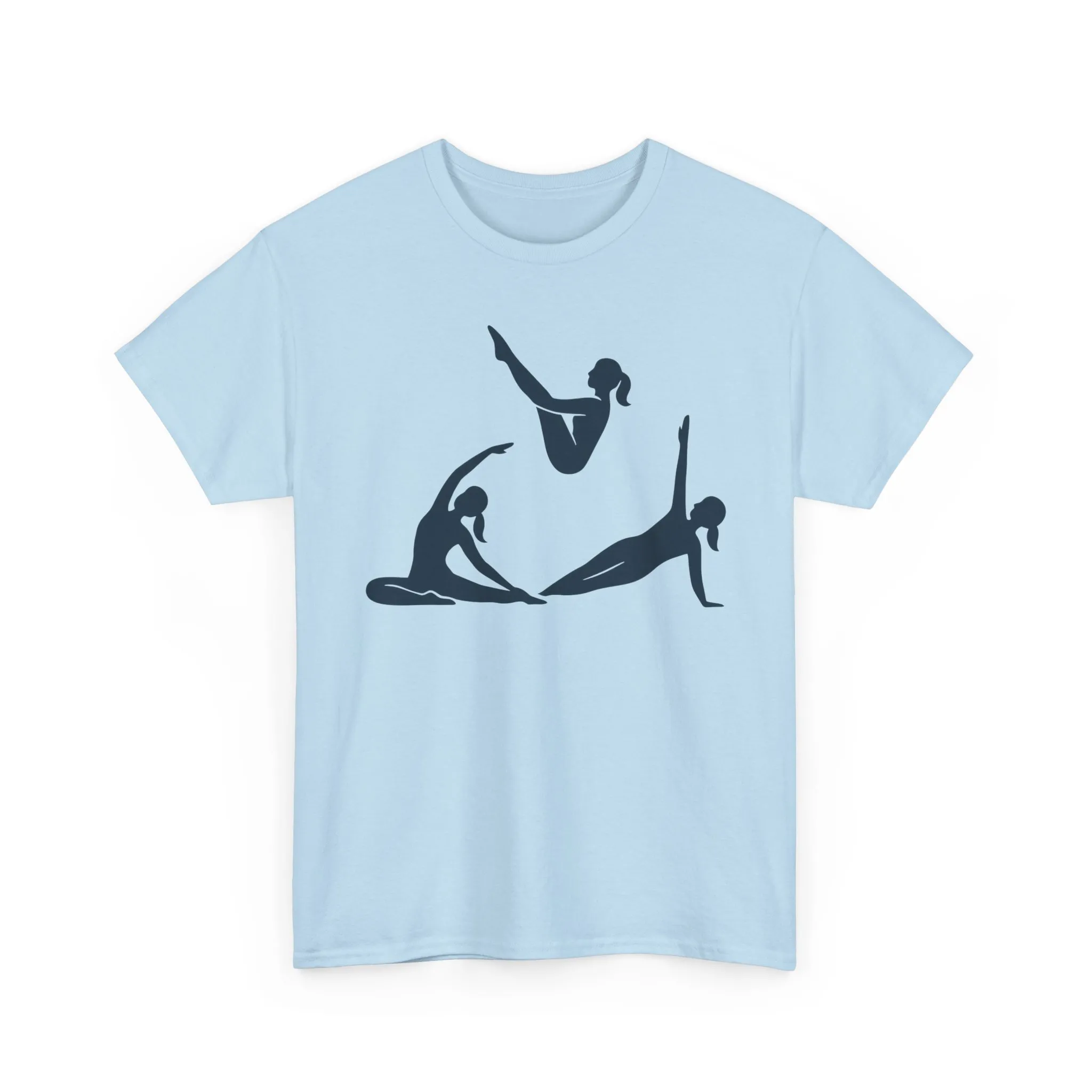 Womens Heavy Cotton Tee, Womens Pilates Graphic T-Shirt, Yoga Fitness Tee, Workout Top with Silhouette Print - Image 13