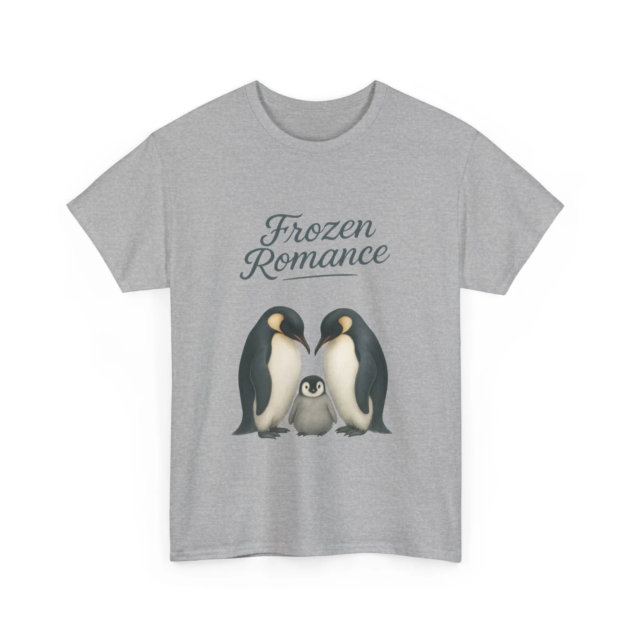 Womens Heavy Cotton Tee, Womens Frozen Romance Penguin T-Shirt, Cute Animal Graphic Tee, Love Birds Shirt Gift - Image 10