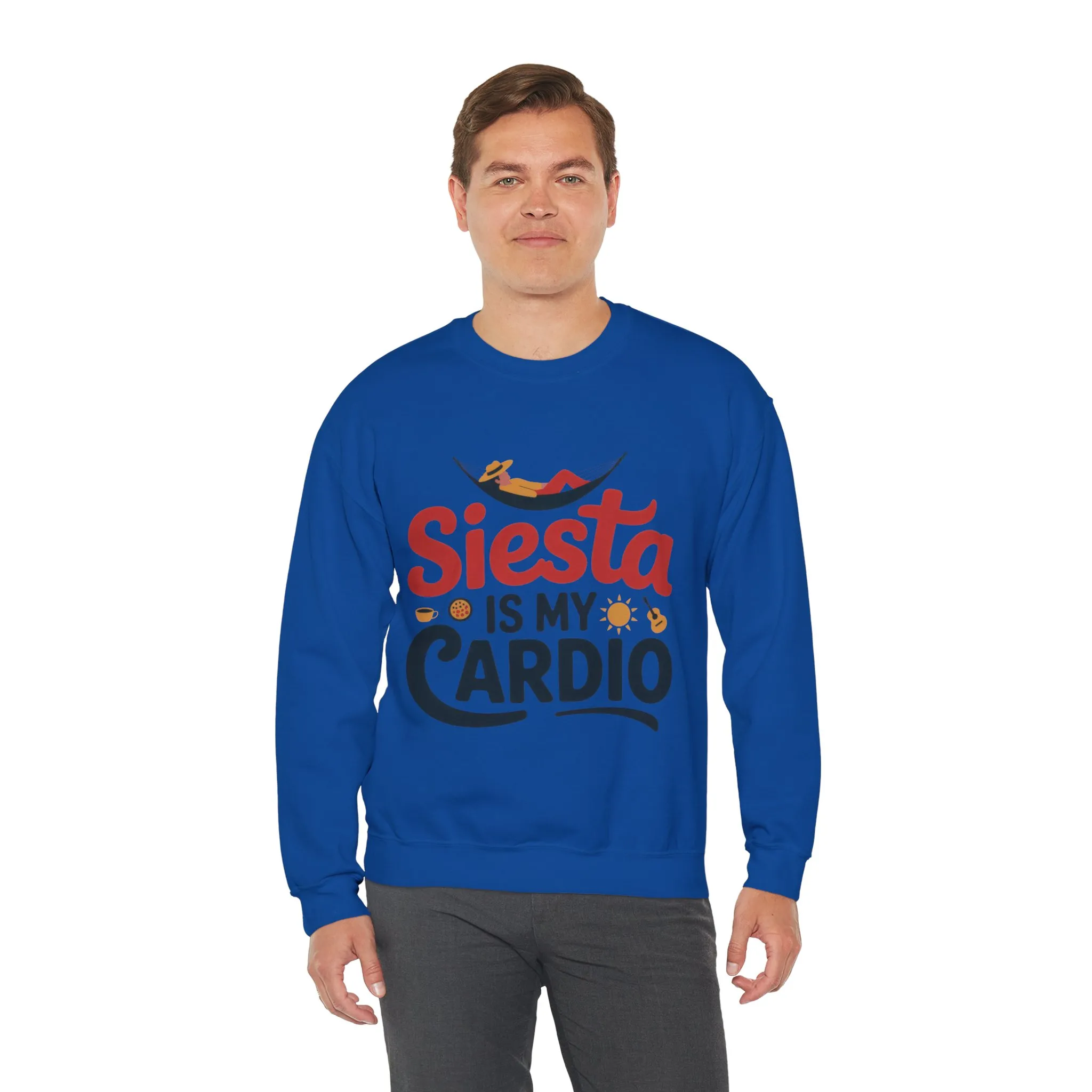 Mens Heavy Blend™ Crewneck Sweatshirt, Siesta Is My Cardio Funny Mens Sweatshirt Spain Gift - Image 27
