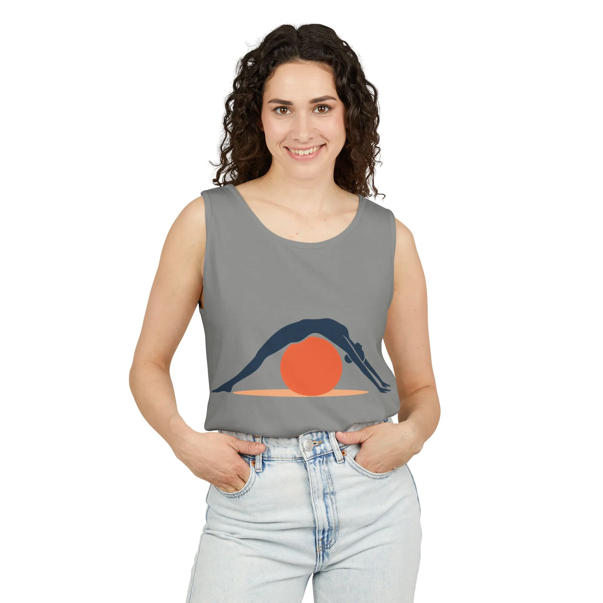Womens Garment-Dyed Tank Top, Womens Pilates Tank Top, Yoga Fitness Graphic Top, Cute Workout Activewear Shirt - Image 23